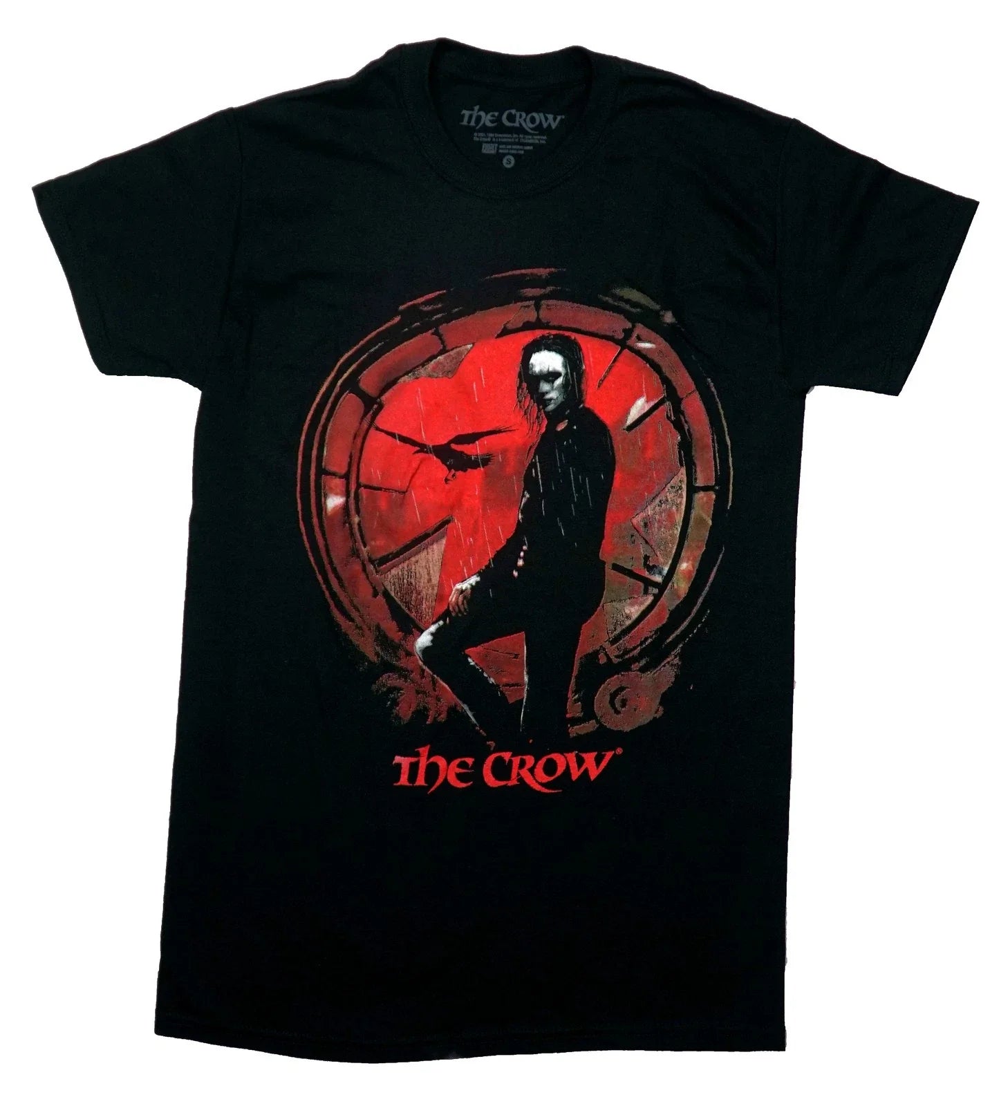 The Crow New Adult T-Shirt - Posing In Red Distressed Circle Above Name Unisex T-shirt, Sweatshirt, Hoodie, Long Sleeve Tee - T-Shirt, Sweatshirt, Hoodie