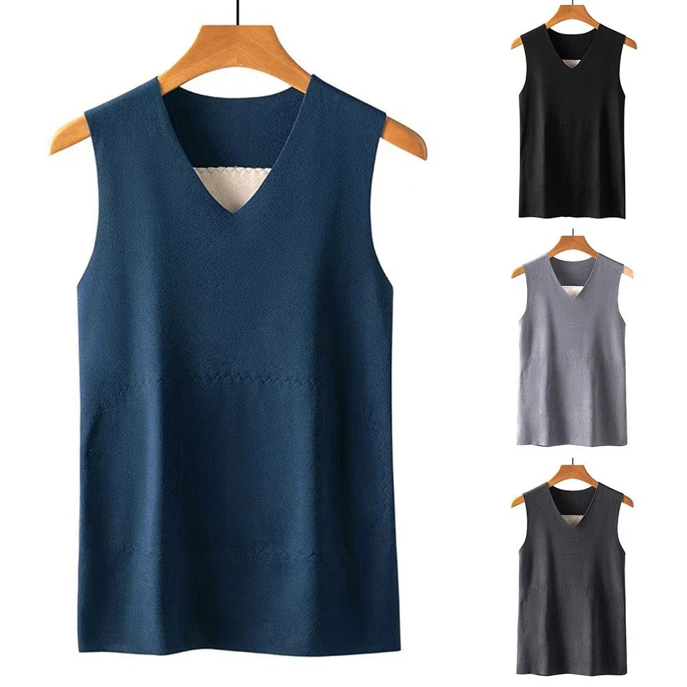 Men Doublefaced Fleece Vest Warm Velvet Patch Thicken Sleeveless Undershirt Unisex T-shirt, Sweatshirt, Hoodie, Long Sleeve Tee - T-Shirt, Sweatshirt, Hoodie