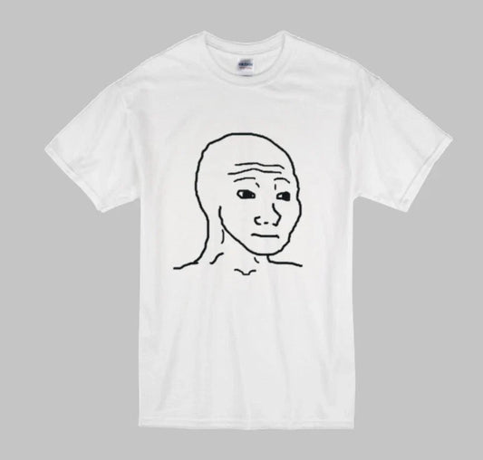 Basic Wojak Large White Tshirt Meme Design Unisex T-shirt, Sweatshirt, Hoodie, Long Sleeve Tee - T-Shirt, Sweatshirt, Hoodie