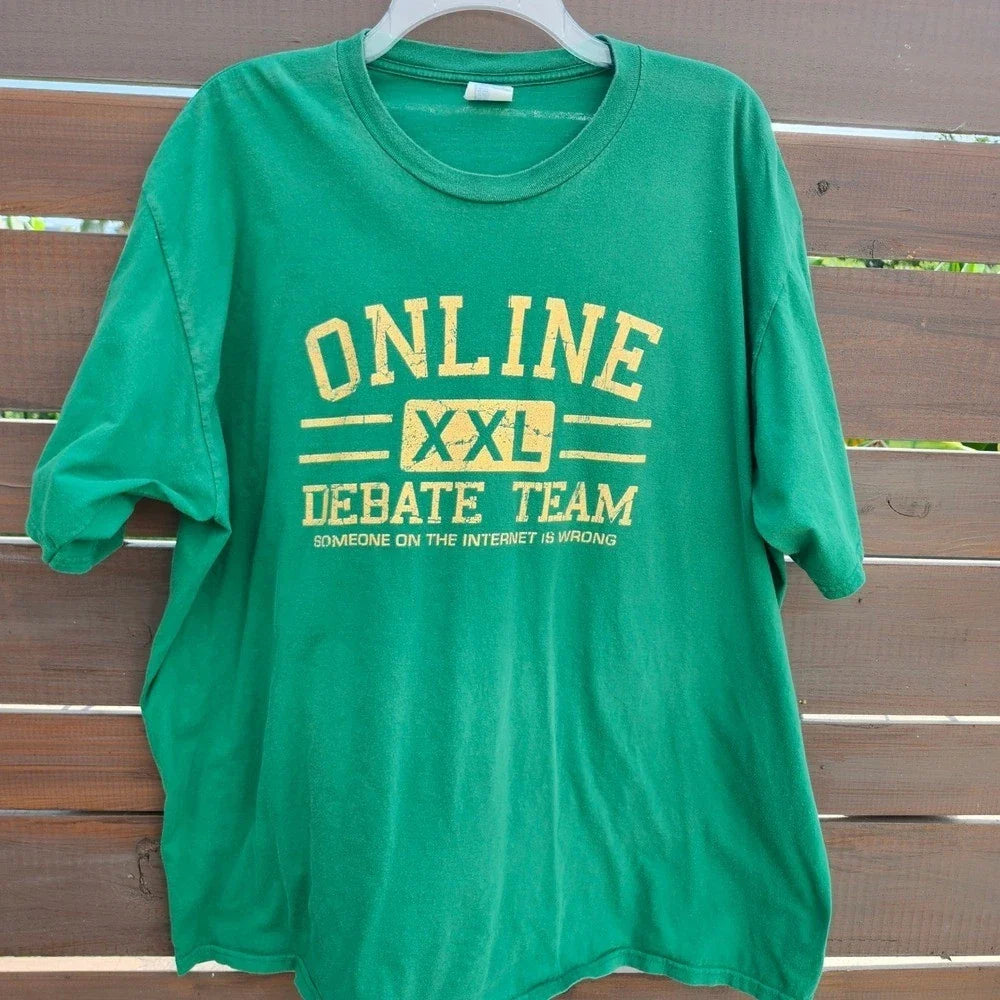 Port & Company Online Debate Team Graphic Tee 2XL Green Funny Meme Shirt Unisex T-shirt, Sweatshirt, Hoodie, Long Sleeve Tee - T-Shirt, Sweatshirt, Hoodie