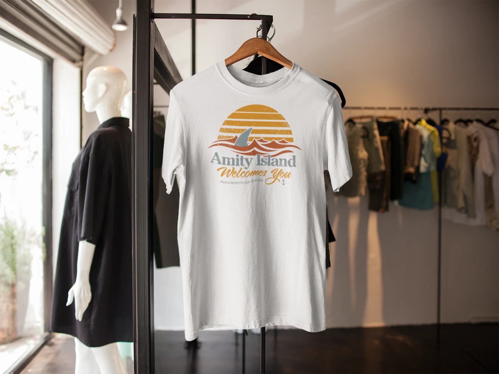 AMITY ISLAND T SHIRT JAWS INSPIRED QUINTS RETRO 70s MOVIE MENS WOMENS KIDS Unisex T-shirt, Sweatshirt, Hoodie, Long Sleeve Tee - T-Shirt, Sweatshirt, Hoodie