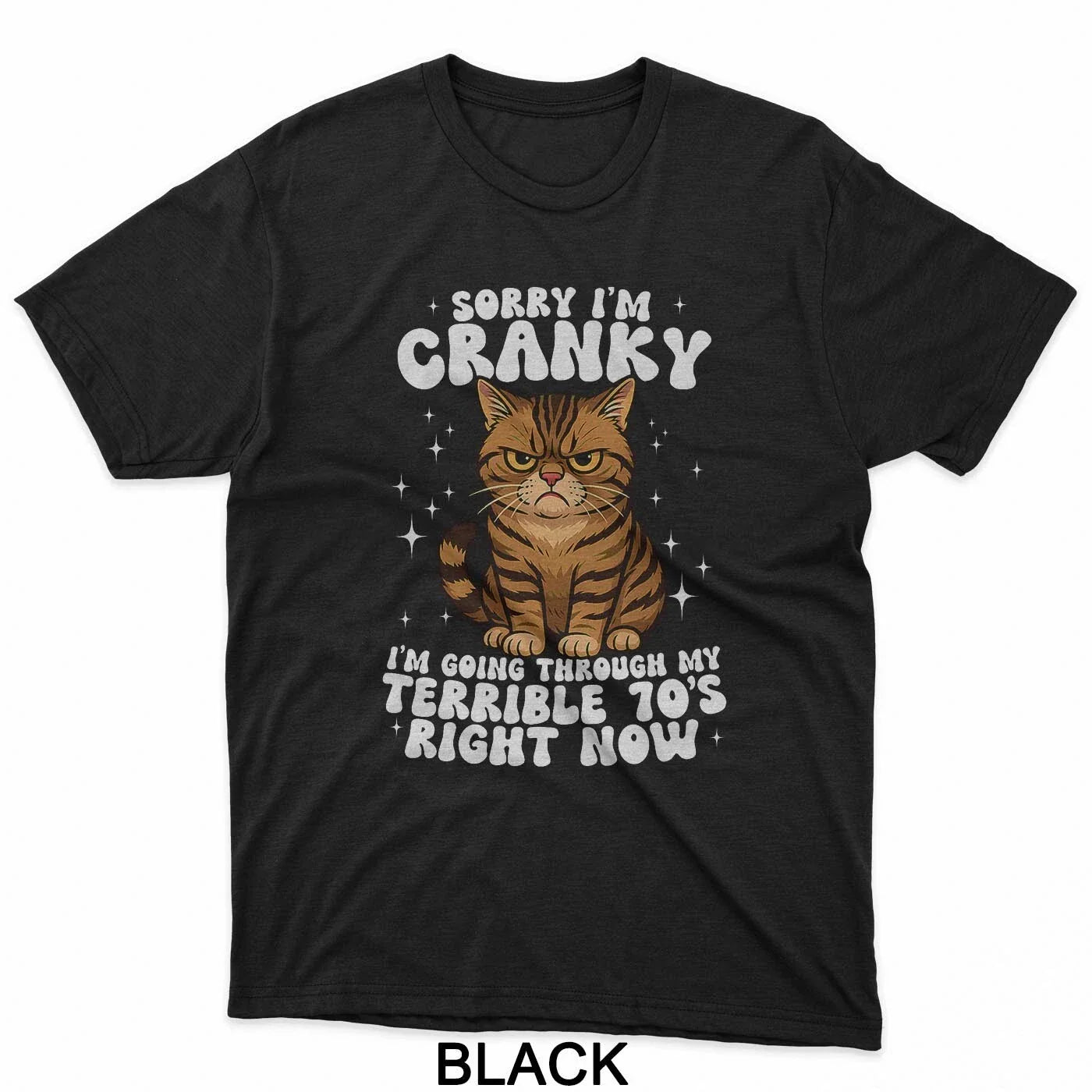 Sorry I'm Cranky I'm Going Through My Terrible 70's Cat T-Shirt Unisex T-shirt, Sweatshirt, Hoodie, Long Sleeve Tee - T-Shirt, Sweatshirt, Hoodie