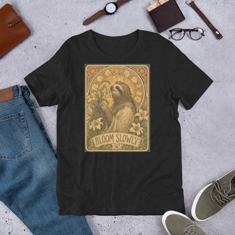 Sloth Art Nouveau T-shirt - Bloom Slowly copy Unisex T-shirt, Sweatshirt, Hoodie, Long Sleeve Tee - T-Shirt, Sweatshirt, Hoodie