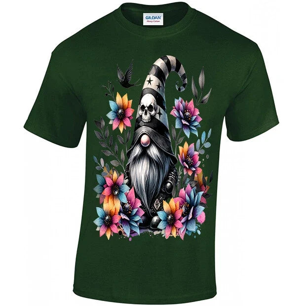 Just A Gothic Gonk, T-shirt Unisex S - 5XL, Metal Head Dark Gnome, Skull Flowers Unisex T-shirt, Sweatshirt, Hoodie, Long Sleeve Tee - T-Shirt, Sweatshirt, Hoodie
