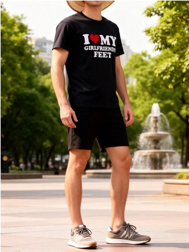 I Love My Girlfriends Feet T Shirt Funny Meme Men White Cotton Short Sleeve Tee Unisex T-shirt, Sweatshirt, Hoodie, Long Sleeve Tee - T-Shirt, Sweatshirt, Hoodie