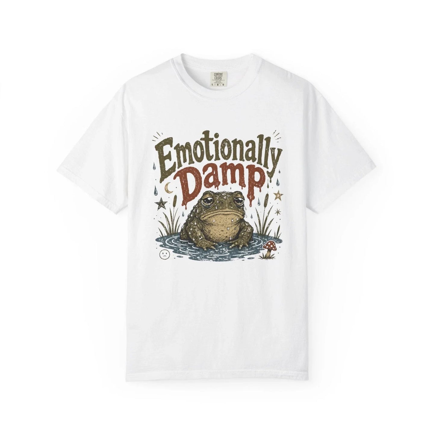 Emotionally Damp Frog T-shirt | Humorous Frog Illustration Unisex T-shirt, Sweatshirt, Hoodie, Long Sleeve Tee - T-Shirt, Sweatshirt, Hoodie