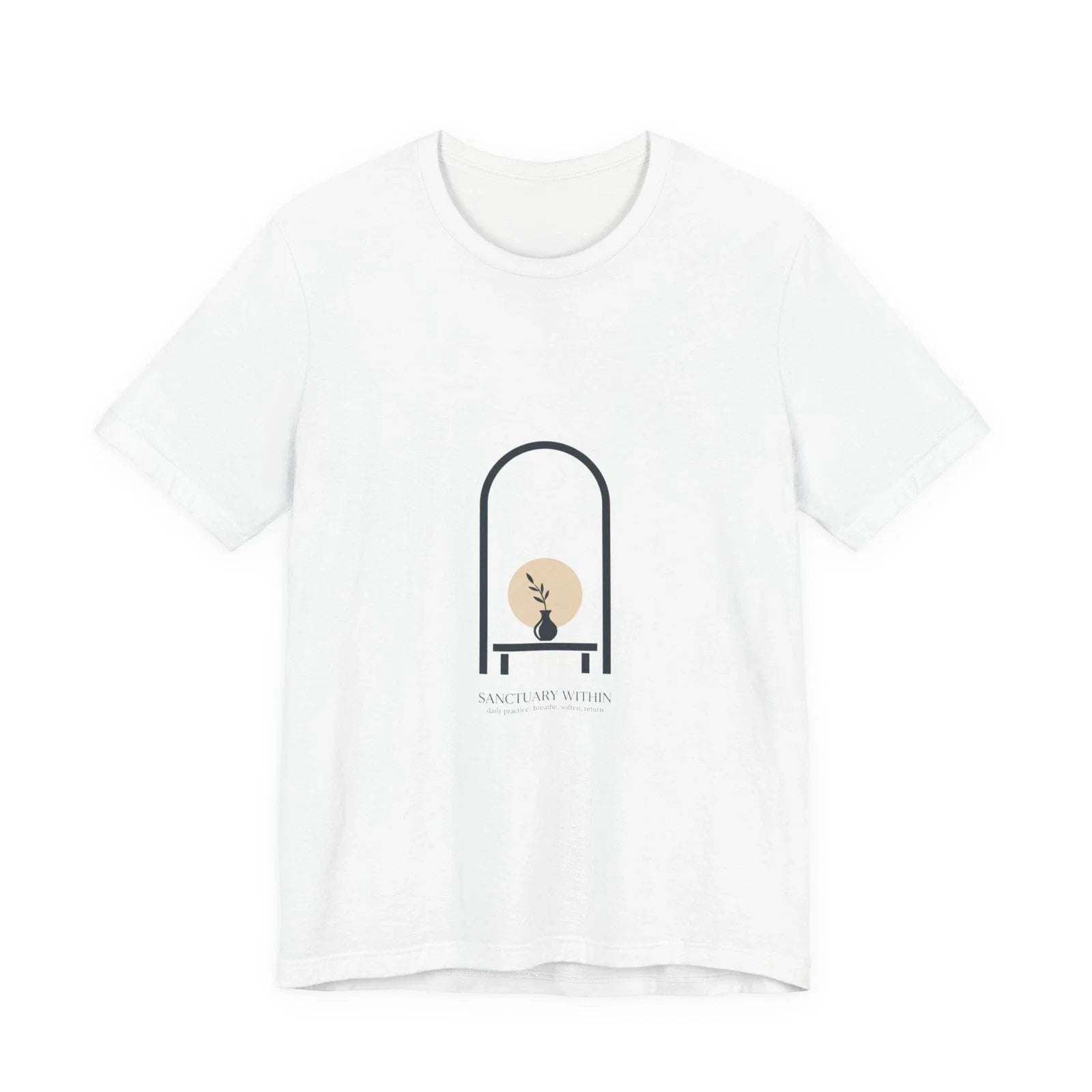 Monastic Arch Minimal Tee | quiet luxury, serene typography Unisex T-shirt, Sweatshirt, Hoodie, Long Sleeve Tee - T-Shirt, Sweatshirt, Hoodie