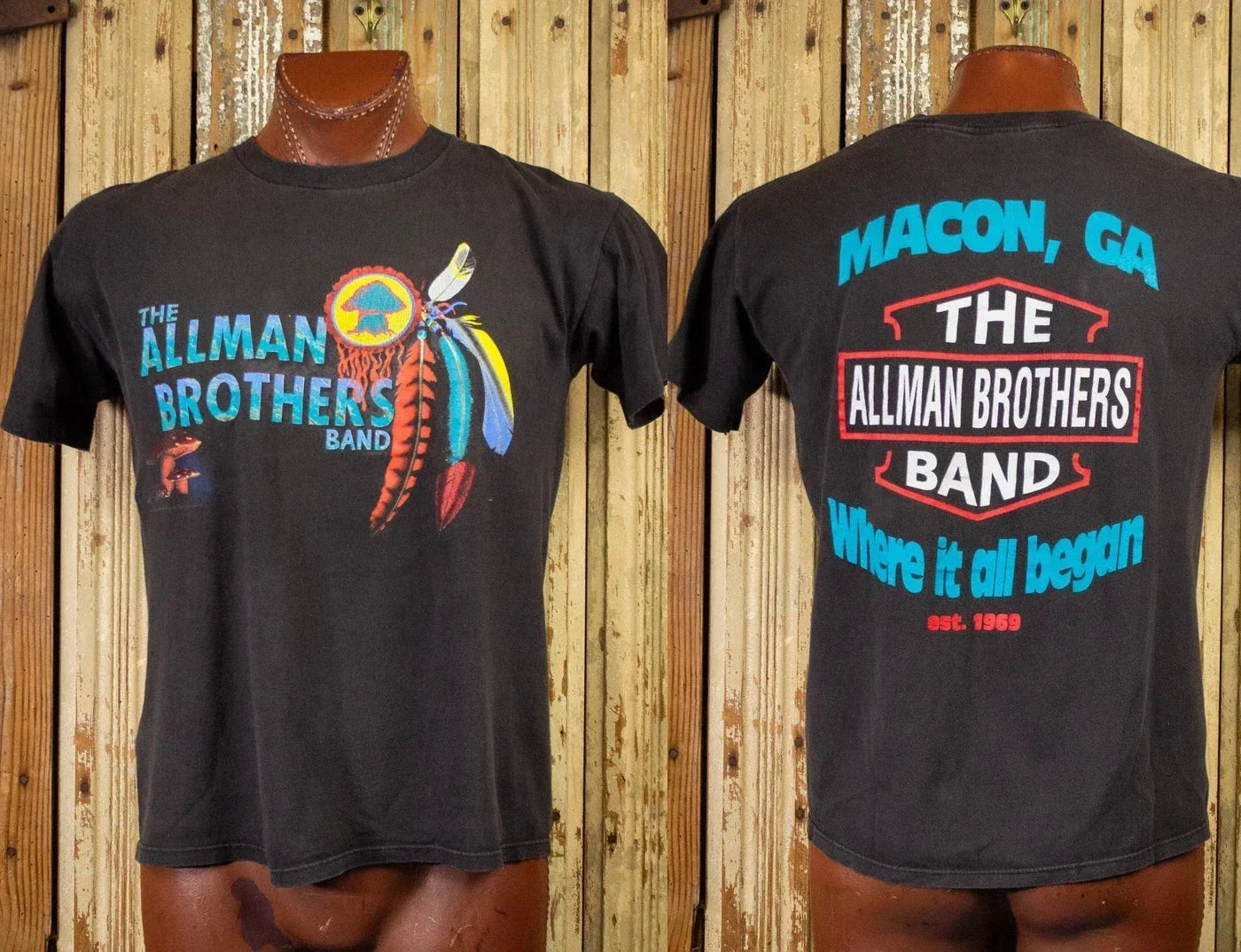 Vintage Allman Brothers Band Macon, GA Concert T Shirt 90s Black Unisex T-shirt, Sweatshirt, Hoodie, Long Sleeve Tee - T-Shirt, Sweatshirt, Hoodie
