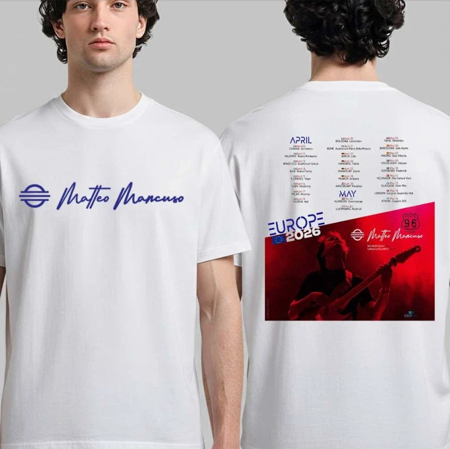 Matteo Mancuso Tour Dates T-Shirt  Route 96 Europe Double Side Design Unisex T-shirt, Sweatshirt, Hoodie, Long Sleeve Tee - T-Shirt, Sweatshirt, Hoodie