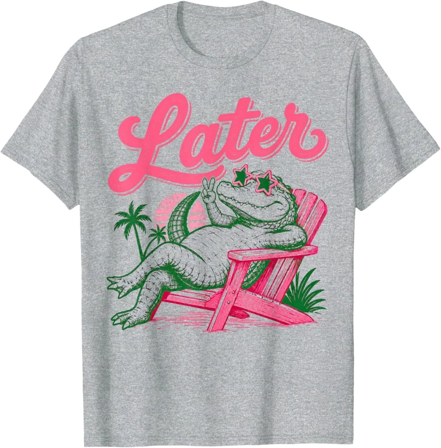 Later Funny Alligator Beach Vacation Retro Sunset Teacher Unisex T-Shirt Unisex T-shirt, Sweatshirt, Hoodie, Long Sleeve Tee - T-Shirt, Sweatshirt, Hoodie