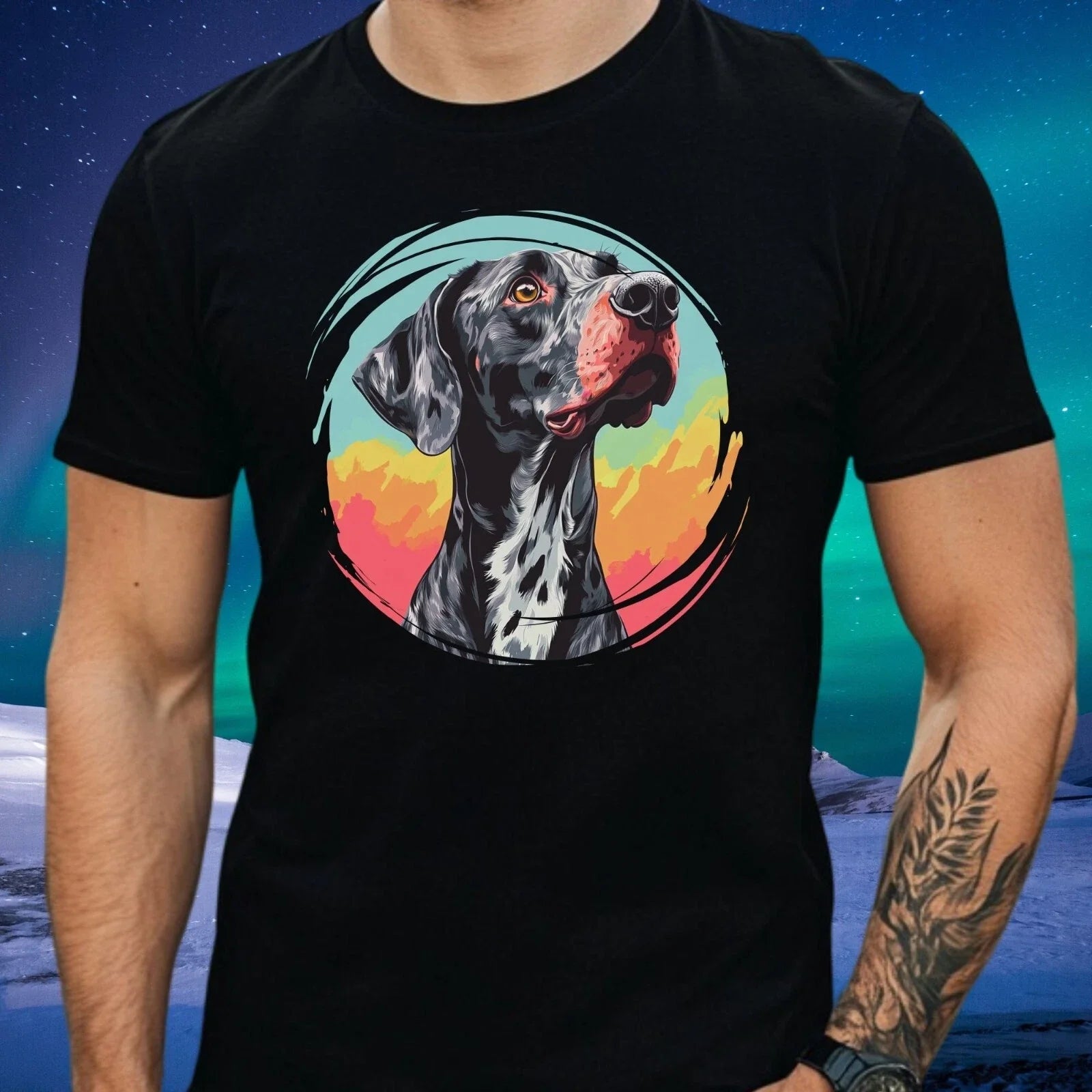 Mens German Pointing Dog Pop Art Motif Cotton T-Shirt Size XS to 5XL Unisex T-shirt, Sweatshirt, Hoodie, Long Sleeve Tee - T-Shirt, Sweatshirt, Hoodie