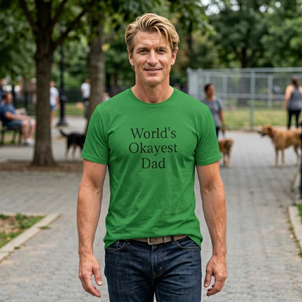 World's Okayest Dad T-Shirt | Funny Dad Tee Fathers Day Unisex T-shirt, Sweatshirt, Hoodie, Long Sleeve Tee - T-Shirt, Sweatshirt, Hoodie