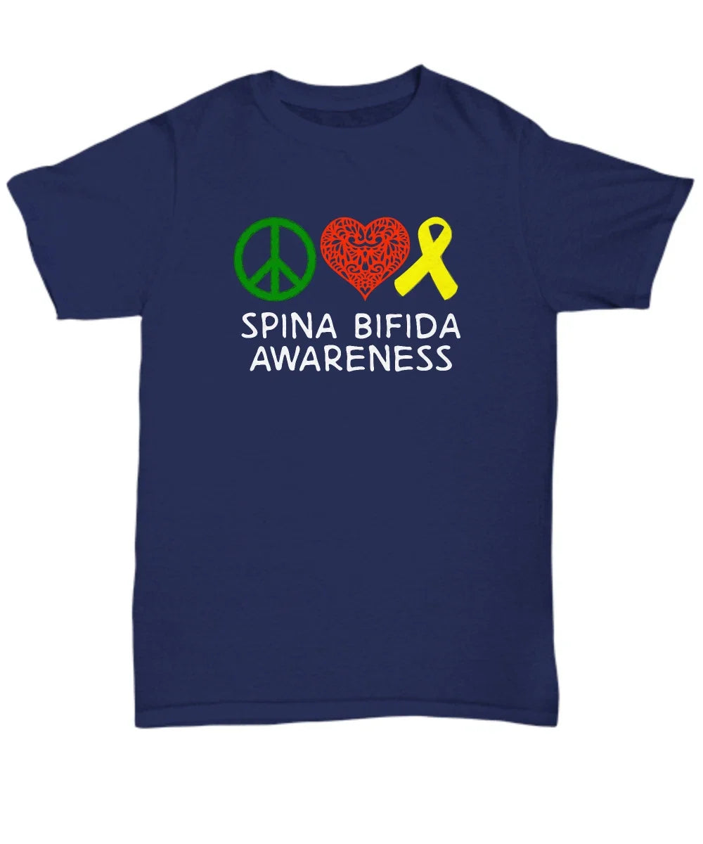 Spina Bifida Awareness Shirt Gift for Spina Bifida Warrior I Wear Yellow Survior Unisex T-shirt, Sweatshirt, Hoodie, Long Sleeve Tee - T-Shirt, Sweatshirt, Hoodie