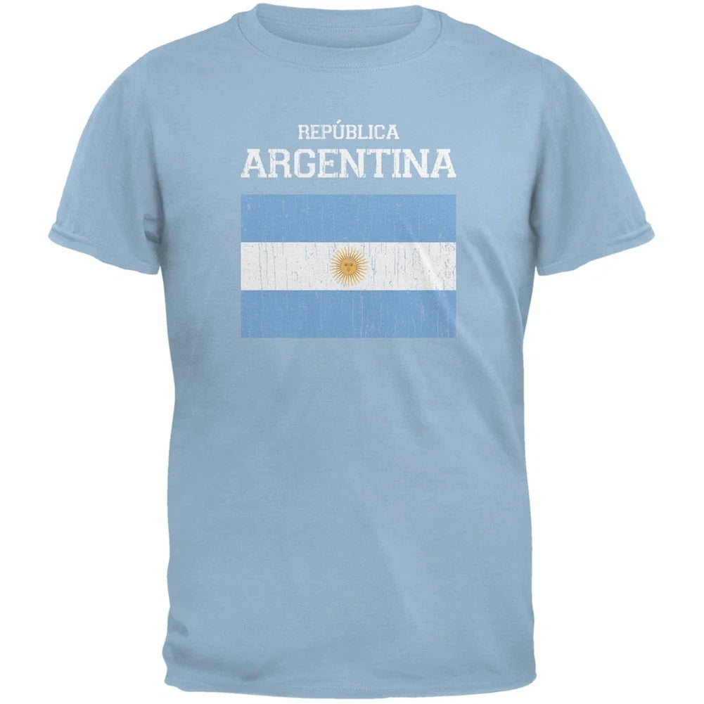 World Cup Distressed Flag Republica Argentina Light Blue Adult T-Shirt Unisex T-shirt, Sweatshirt, Hoodie, Long Sleeve Tee - T-Shirt, Sweatshirt, Hoodie