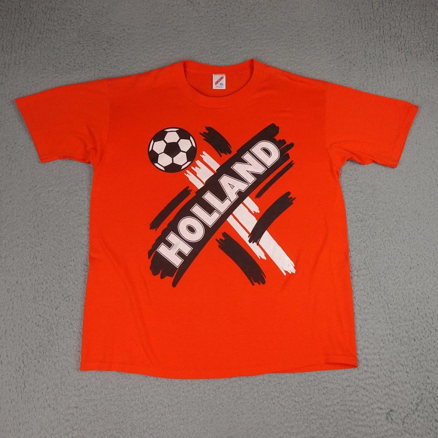 Vintage Holland Soccer Shirt Mens XL Orange Jerzees Made In USA Graphic Tee 80s Unisex T-shirt, Sweatshirt, Hoodie, Long Sleeve Tee - T-Shirt, Sweatshirt, Hoodie