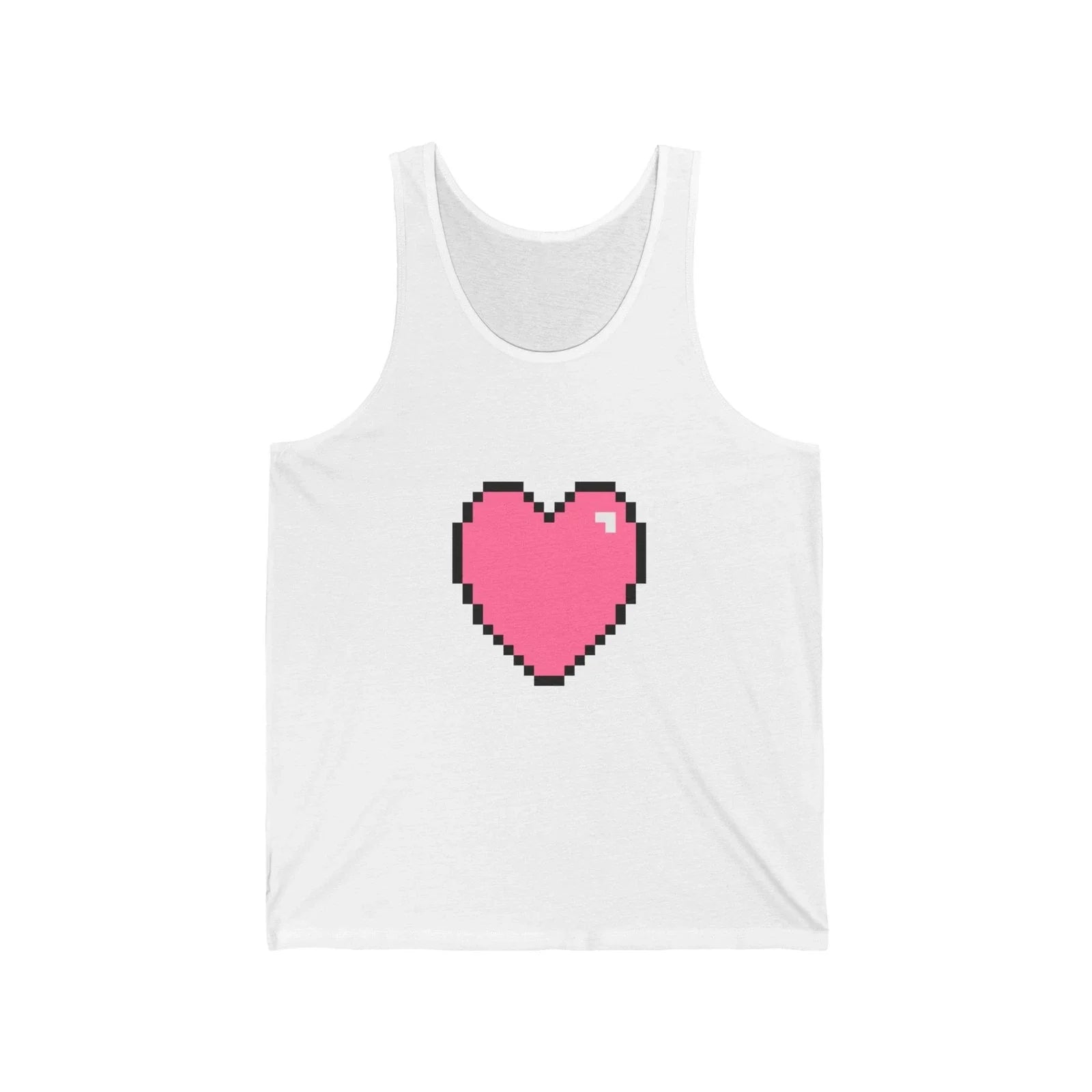 Unisex Jersey Tank Cute 8-Bit Retro Pixel Art Pink Gamer Heart Design Unisex T-shirt, Sweatshirt, Hoodie, Long Sleeve Tee - T-Shirt, Sweatshirt, Hoodie