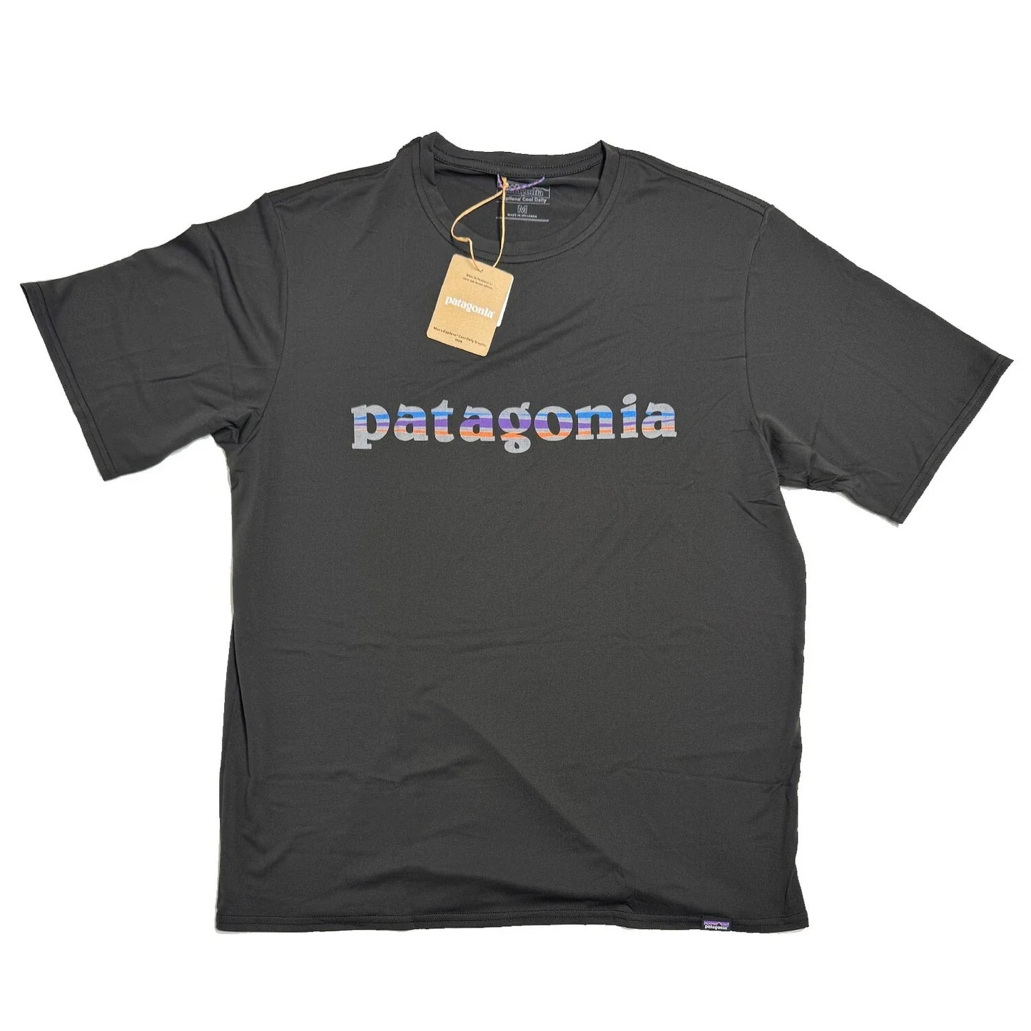 Patagonia Mens Capilene Cool Daily Graphic S/S T-shirt - '73 Text Logo: Black Unisex T-shirt, Sweatshirt, Hoodie, Long Sleeve Tee - T-Shirt, Sweatshirt, Hoodie