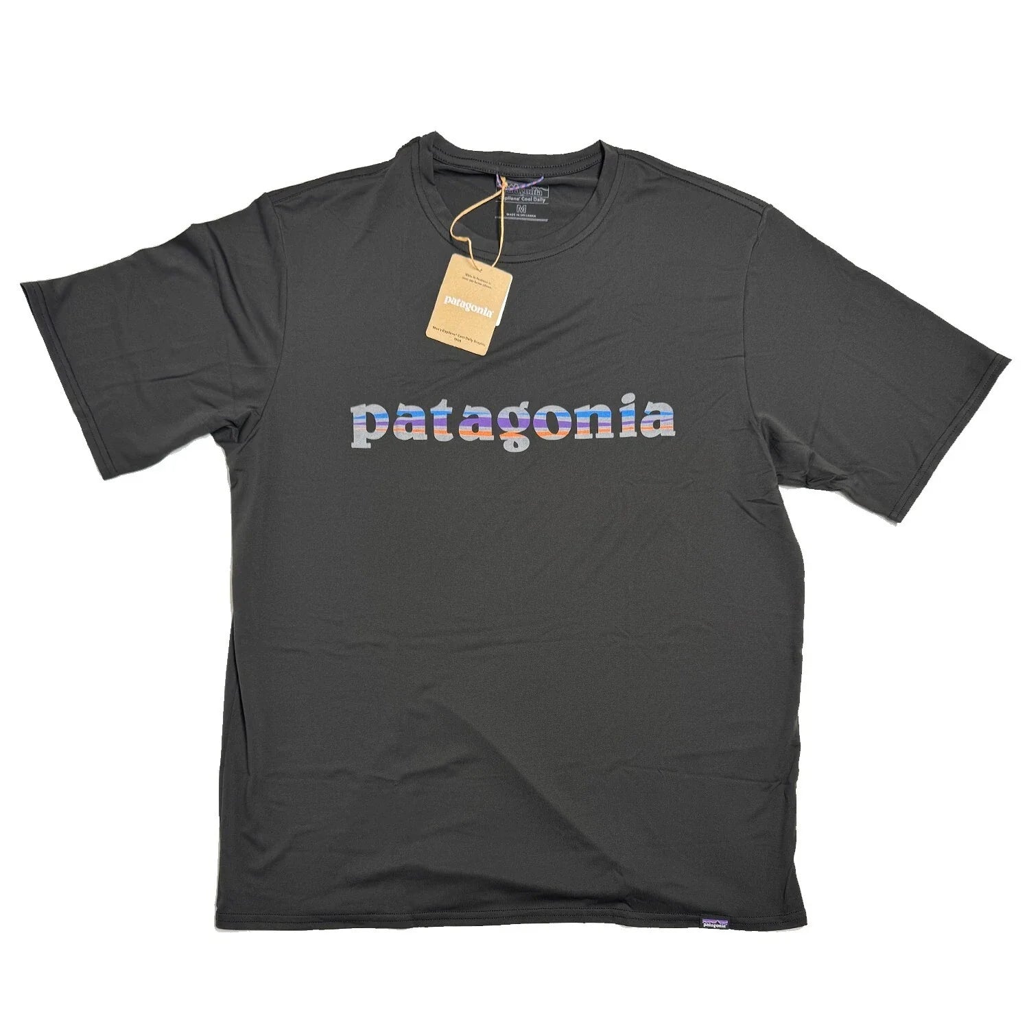 Patagonia Mens Capilene Cool Daily Graphic S/S T-shirt - '73 Text Logo: Black Unisex T-shirt, Sweatshirt, Hoodie, Long Sleeve Tee - T-Shirt, Sweatshirt, Hoodie
