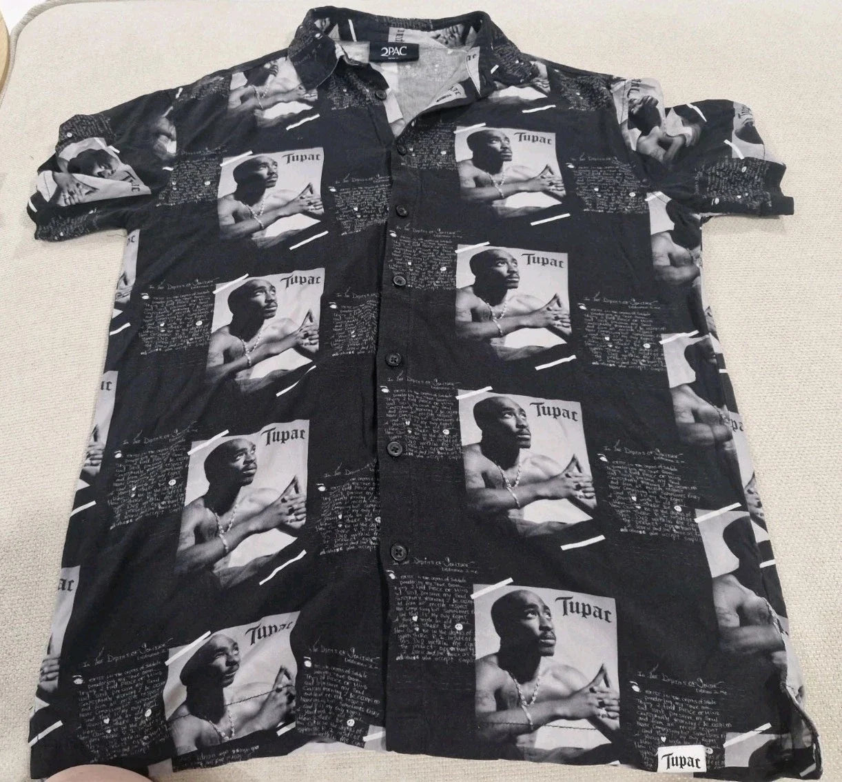 2pac - AMARU Entertainment 2Pac Tunic Shirt Lightweight Button Up Sz XXS Y2K Unisex T-shirt, Sweatshirt, Hoodie, Long Sleeve Tee - T-Shirt, Sweatshirt, Hoodie