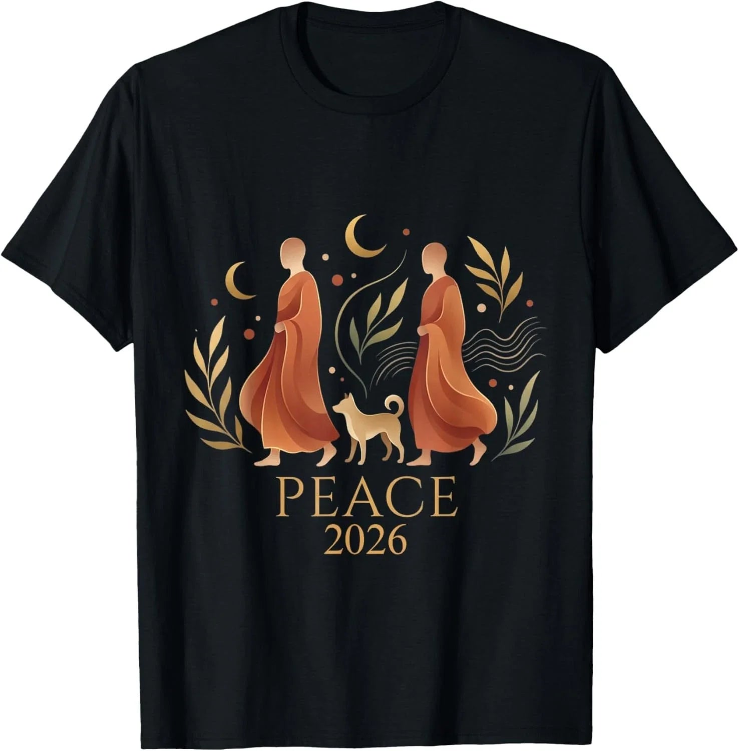 Walk Peace 2026 World Peace Monks with Aloka Dog Spiritual Gift Unisex T-Shirt Unisex T-shirt, Sweatshirt, Hoodie, Long Sleeve Tee - T-Shirt, Sweatshirt, Hoodie