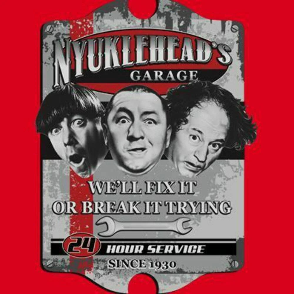 T-Shirt XL 2X 3X - KNUCKLEHEAD'S GARAGE - THREE STOOGES HUMOR / NOVELTY Unisex T-shirt, Sweatshirt, Hoodie, Long Sleeve Tee - T-Shirt, Sweatshirt, Hoodie