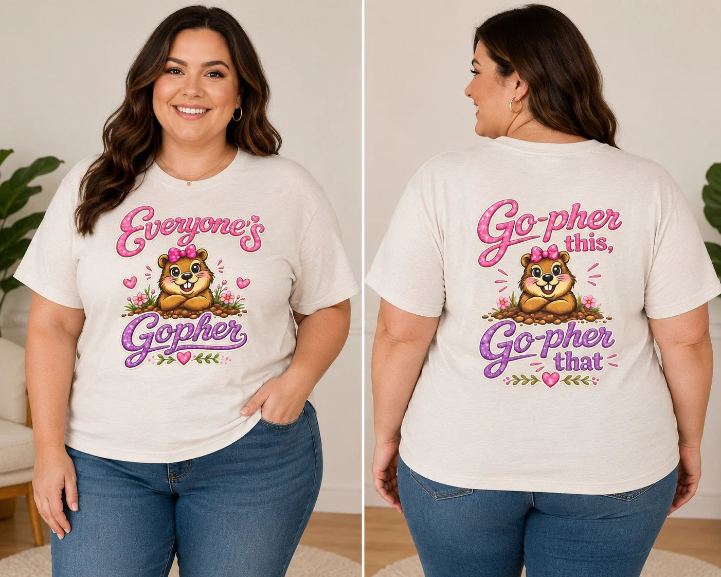 Everyone's Gopher Funny Graphic T-Shirt Cute Animal Pun Front Back Print Tee Unisex T-shirt, Sweatshirt, Hoodie, Long Sleeve Tee - T-Shirt, Sweatshirt, Hoodie
