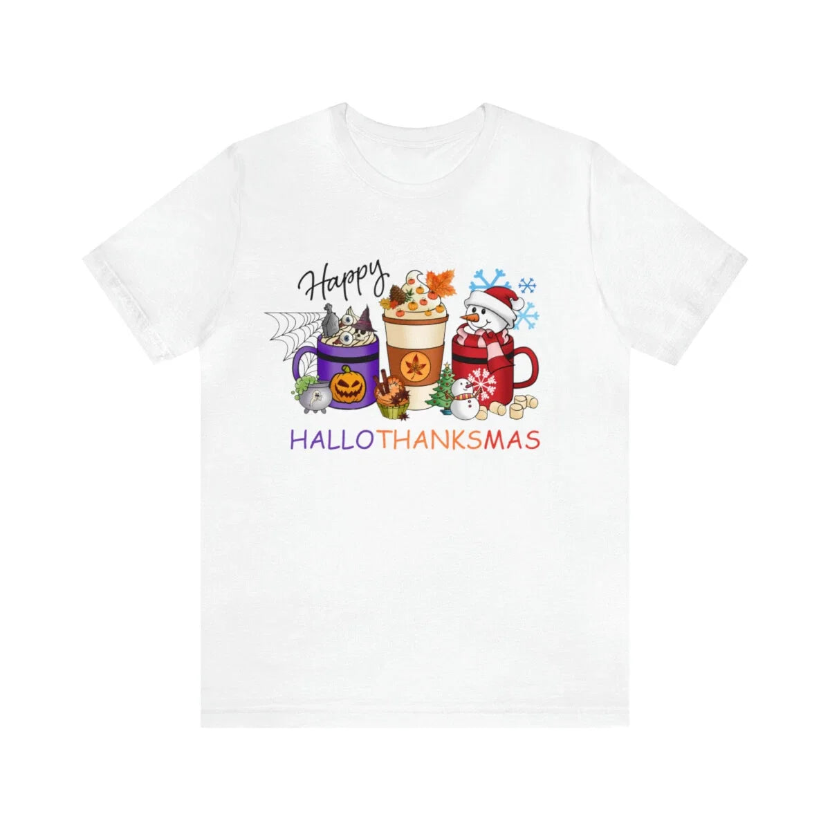 Hallothanksmas Coffee Shirt, Hallothanksmas T-shirts, Funny Holiday Shirt Unisex T-shirt, Sweatshirt, Hoodie, Long Sleeve Tee - T-Shirt, Sweatshirt, Hoodie