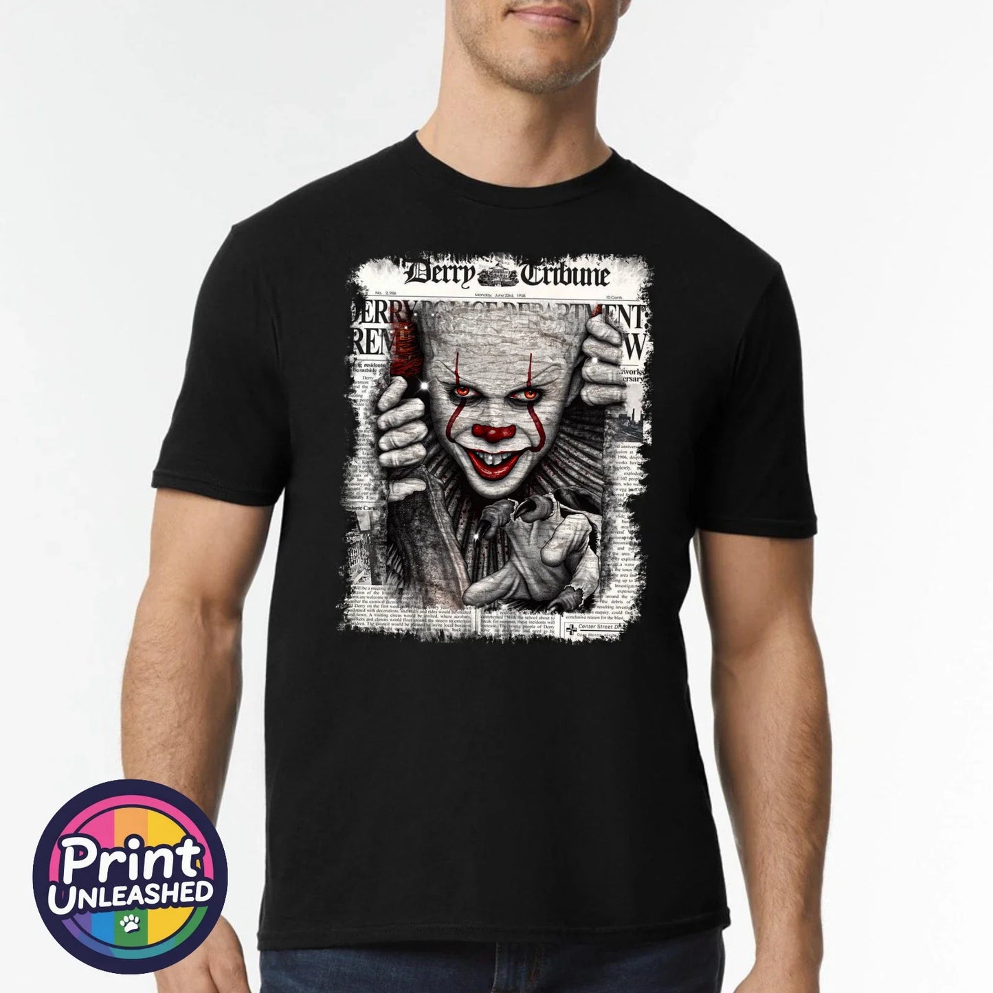 Horror Movie T-Shirt Derry Tribune IT Print Mens Scary Clown Tee Unisex S-2XL Unisex T-shirt, Sweatshirt, Hoodie, Long Sleeve Tee - T-Shirt, Sweatshirt, Hoodie