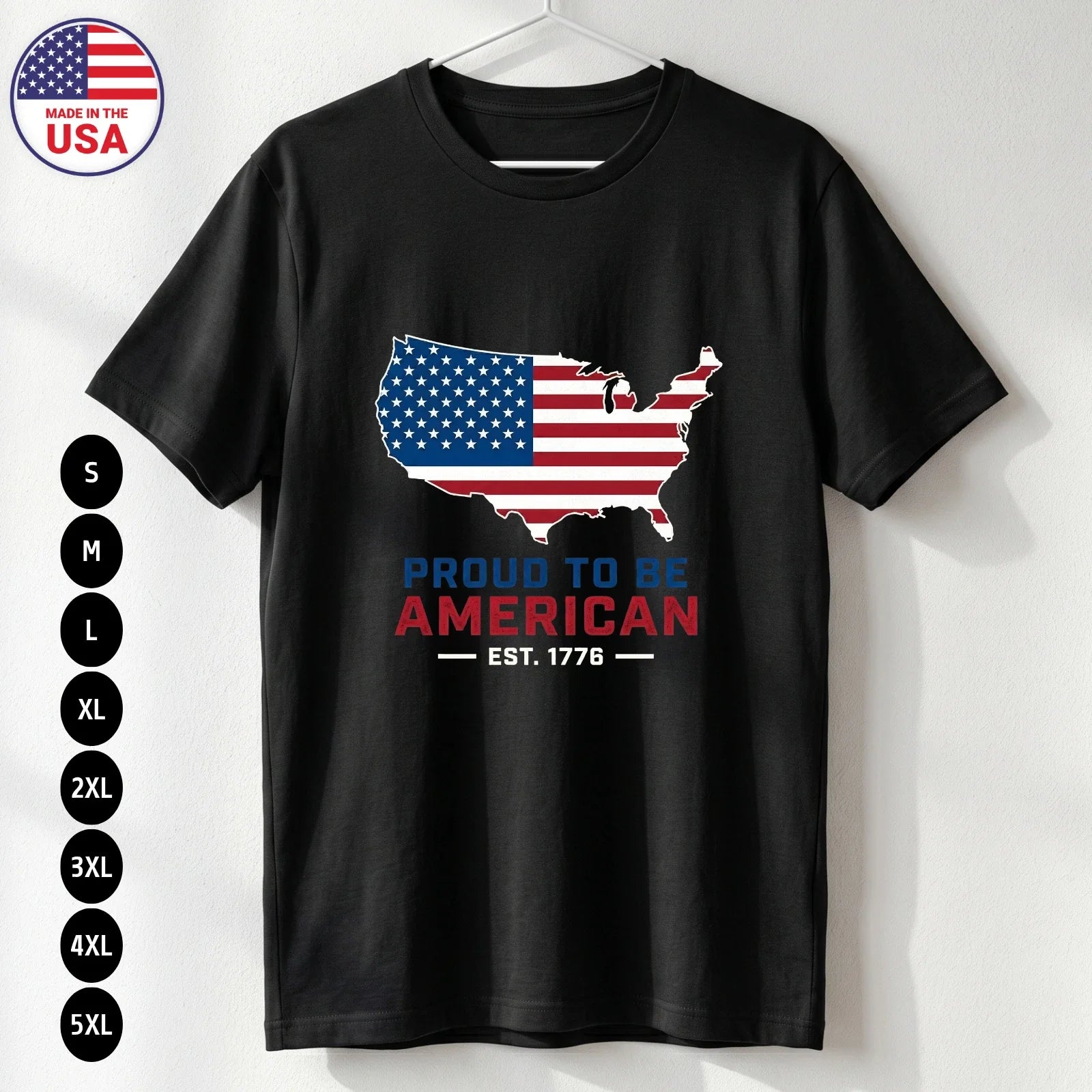 Proud to Be American T Shirt 4th of July USA Flag Patriotic Gift S-5XL Unisex T-shirt, Sweatshirt, Hoodie, Long Sleeve Tee - T-Shirt, Sweatshirt, Hoodie
