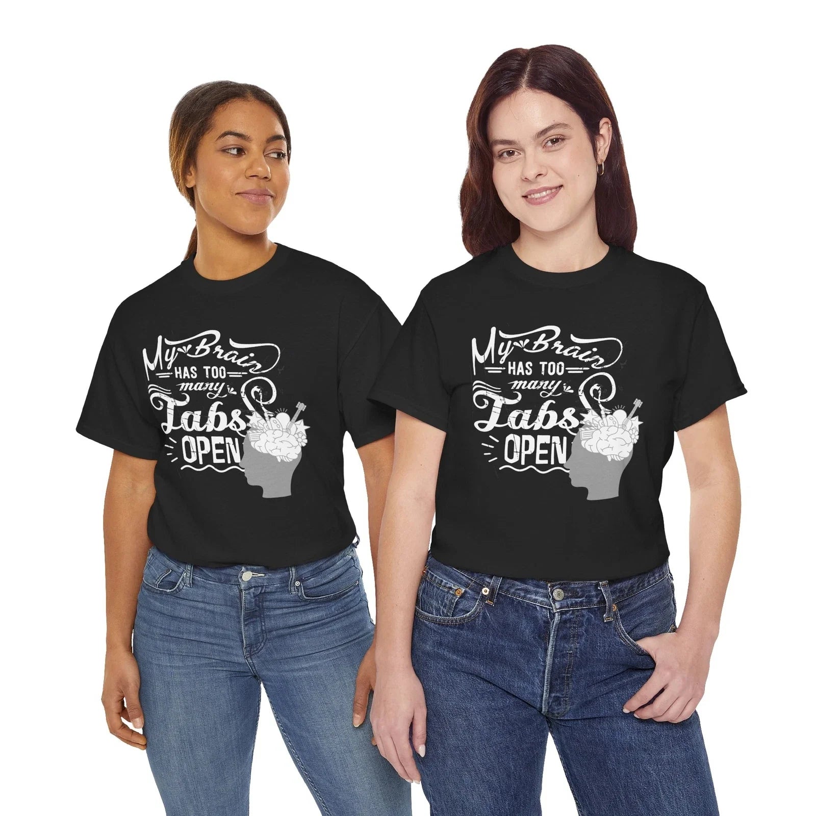 Funny Quote Unisex Heavy Cotton Tee, Too Many Tabs Open Shirt, Mental Health Unisex T-shirt, Sweatshirt, Hoodie, Long Sleeve Tee - T-Shirt, Sweatshirt, Hoodie