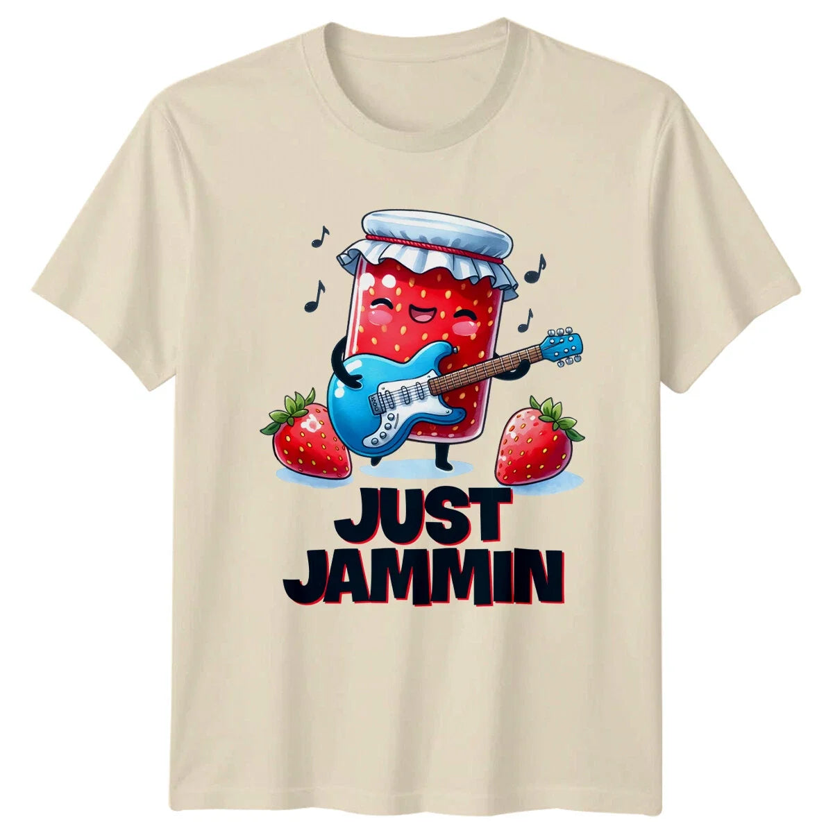 Just Jammin' T-Shirt Funny Strawberry Jam Playing Guitar Pun Tee Unisex T-shirt, Sweatshirt, Hoodie, Long Sleeve Tee - T-Shirt, Sweatshirt, Hoodie