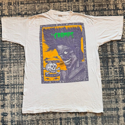 90s THE CRAMPS BAD MUSIC FOR BAD PEOPLE Vintage T-Shirt Reprint Unisex T-shirt, Sweatshirt, Hoodie, Long Sleeve Tee - T-Shirt, Sweatshirt, Hoodie