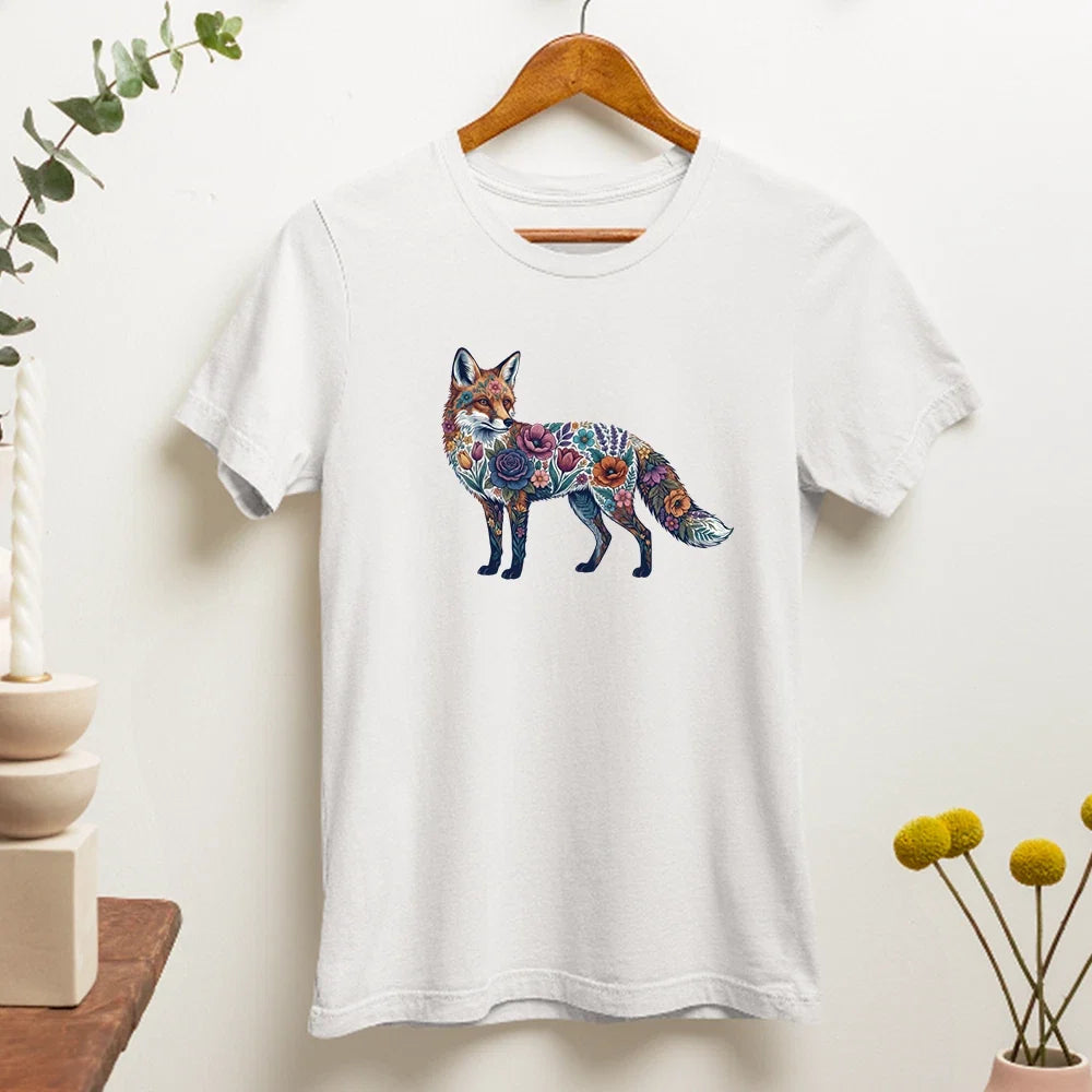 Floral Fox T-Shirt Artistic Wild Fox Animal Nature Lover Aesthetic Gift Unisex T-shirt, Sweatshirt, Hoodie, Long Sleeve Tee - T-Shirt, Sweatshirt, Hoodie