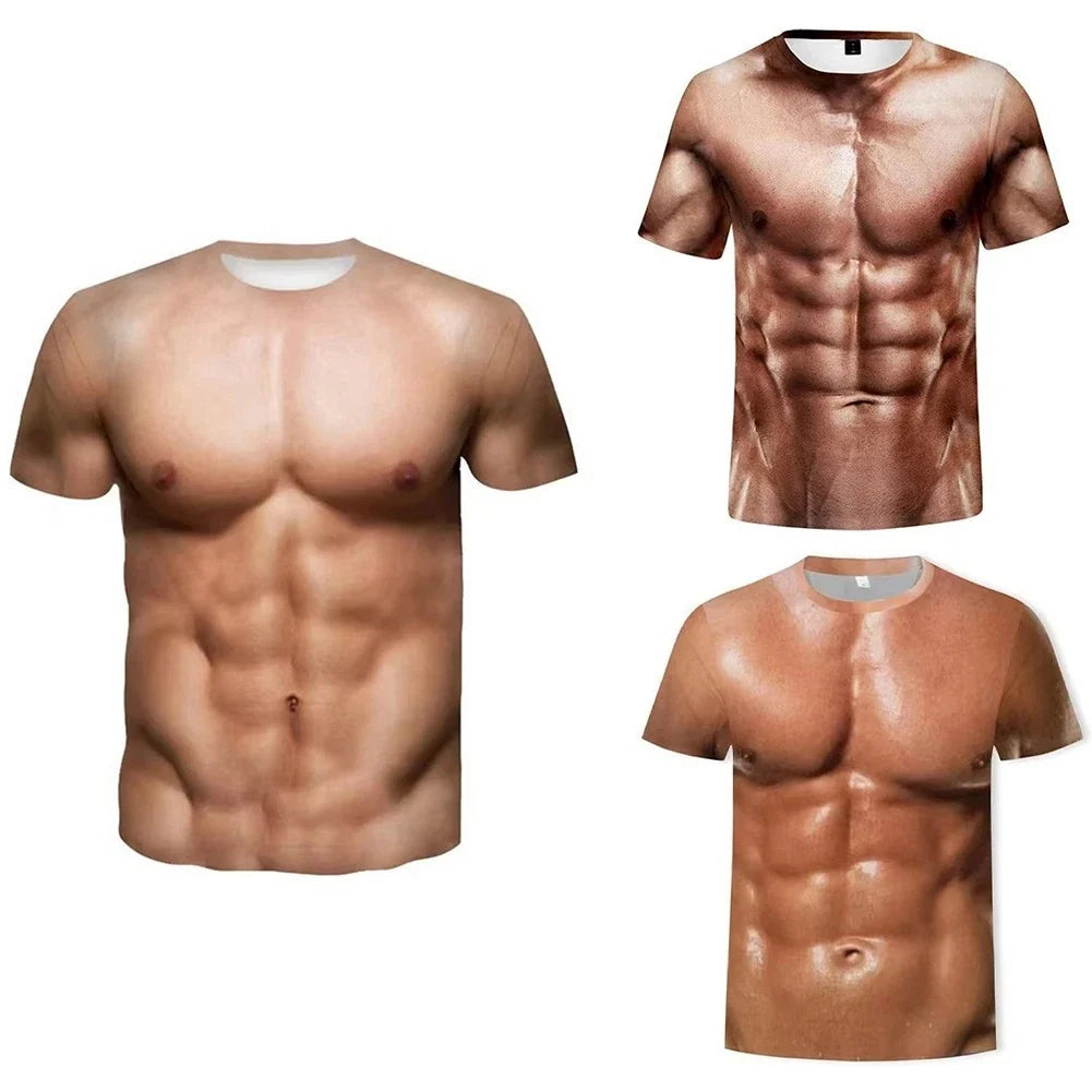 Trendy Men's Fake Muscle Print T Shirts for Casual Party and Daily Activities Unisex T-shirt, Sweatshirt, Hoodie, Long Sleeve Tee - T-Shirt, Sweatshirt, Hoodie