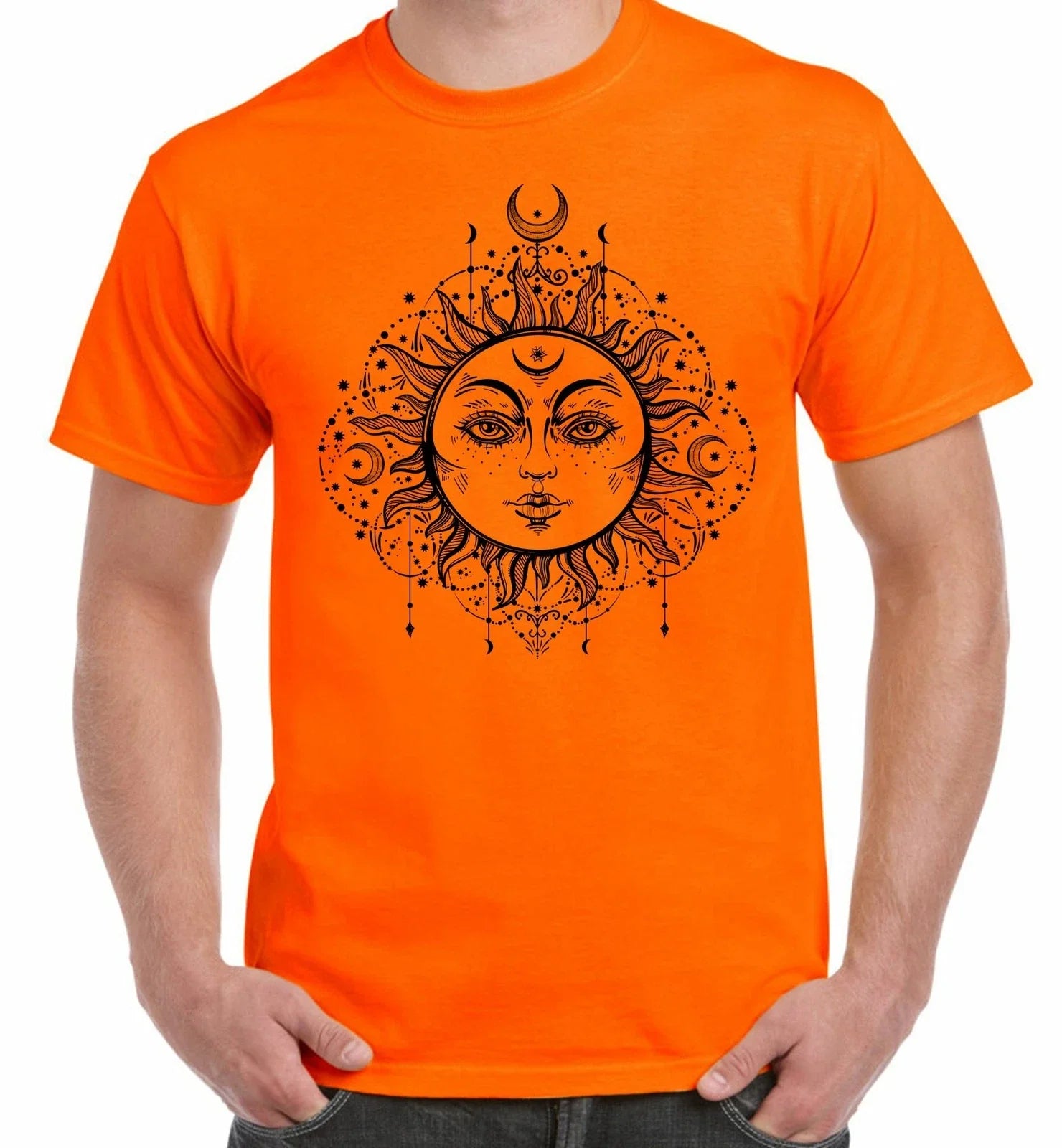 Boho Sun Hipster Tattoo Large Print Men's T-Shirt Unisex T-shirt, Sweatshirt, Hoodie, Long Sleeve Tee - T-Shirt, Sweatshirt, Hoodie