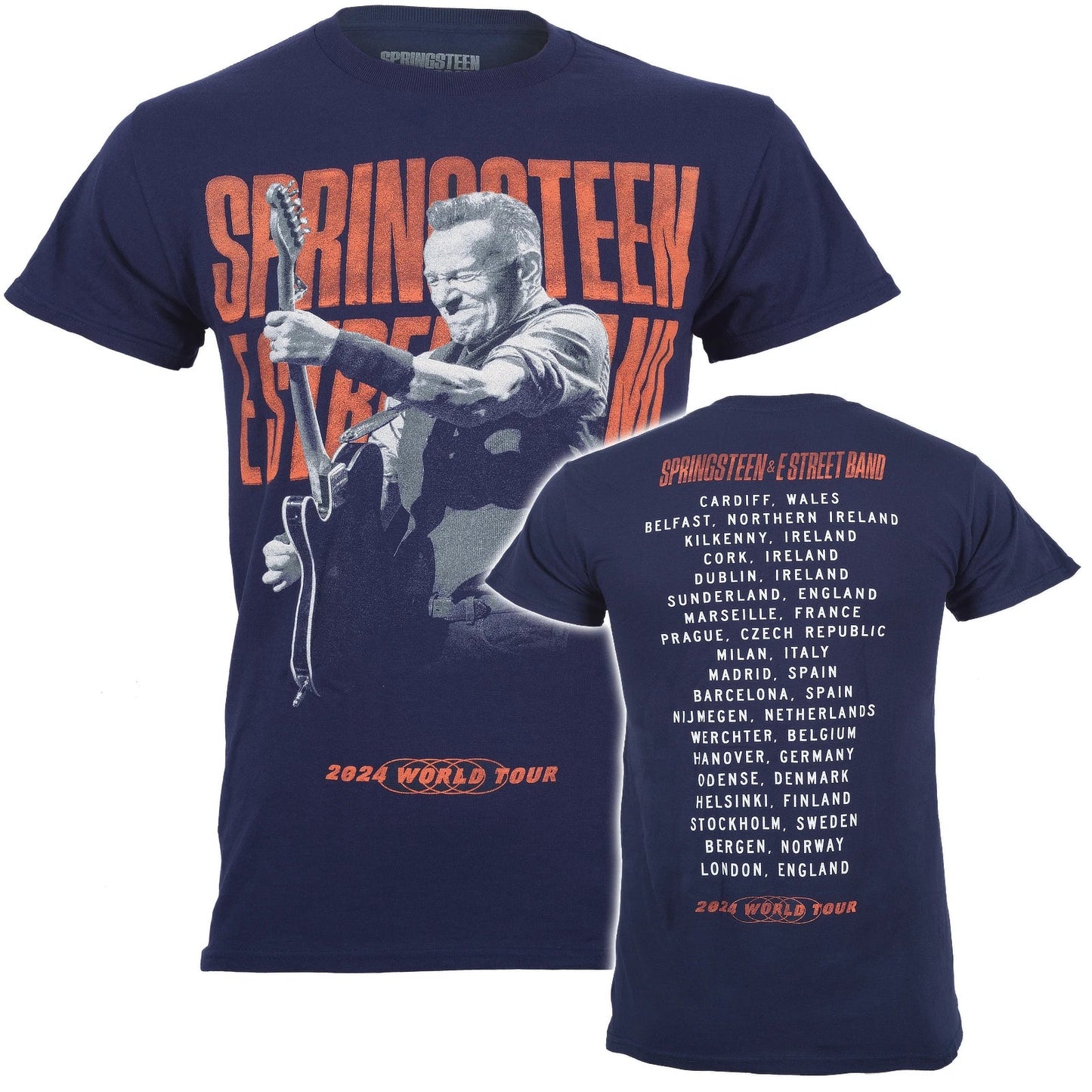 Official Bruce Springsteen T Shirt Guitar Photo Pose Tour 2024 New Blue S to 2XL Unisex T-shirt, Sweatshirt, Hoodie, Long Sleeve Tee - T-Shirt, Sweatshirt, Hoodie