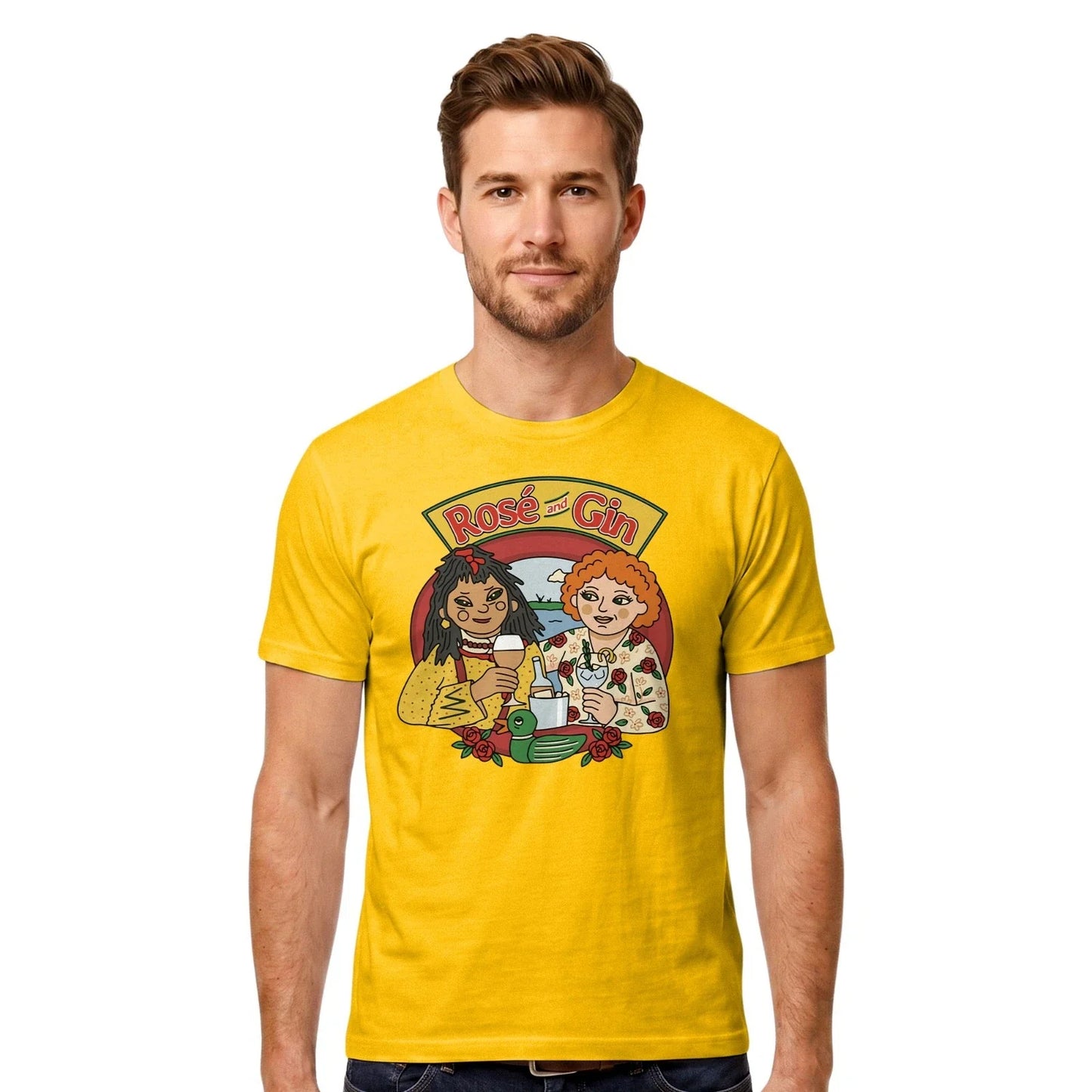 Ros and Gin T-shirt 90's TV Show Cartoon 2000s Funny Drinking Wine Parody Tee Unisex T-shirt, Sweatshirt, Hoodie, Long Sleeve Tee - T-Shirt, Sweatshirt, Hoodie