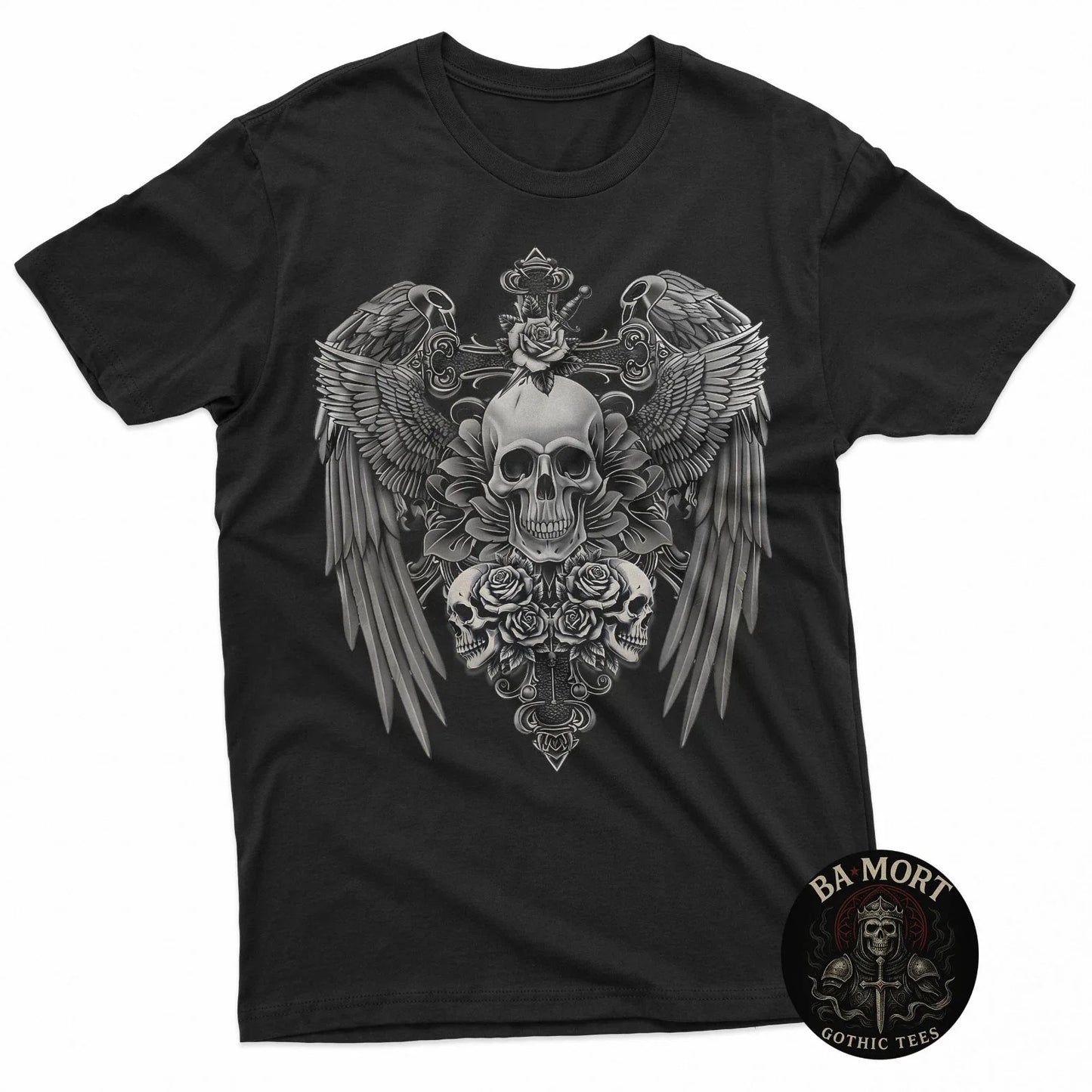 Funny Y2K Grunge Aesthetic Wings Alt Goth Skull Cross Gothic T-Shirt Unisex T-shirt, Sweatshirt, Hoodie, Long Sleeve Tee - T-Shirt, Sweatshirt, Hoodie