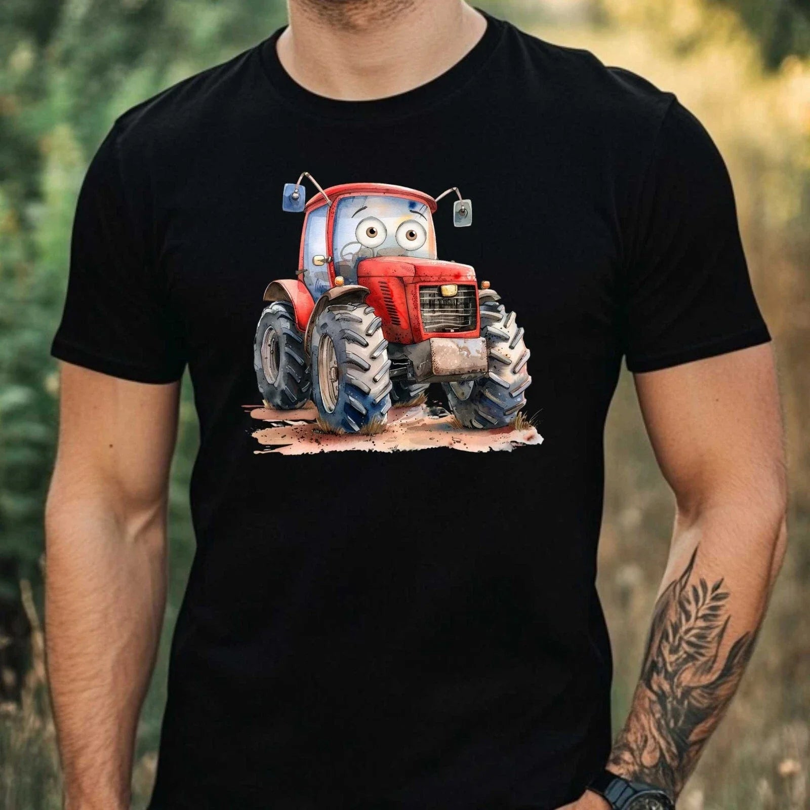 Mens Watercolour Tractor Motif Cotton T-Shirt Size XS to 5XL Unisex T-shirt, Sweatshirt, Hoodie, Long Sleeve Tee - T-Shirt, Sweatshirt, Hoodie