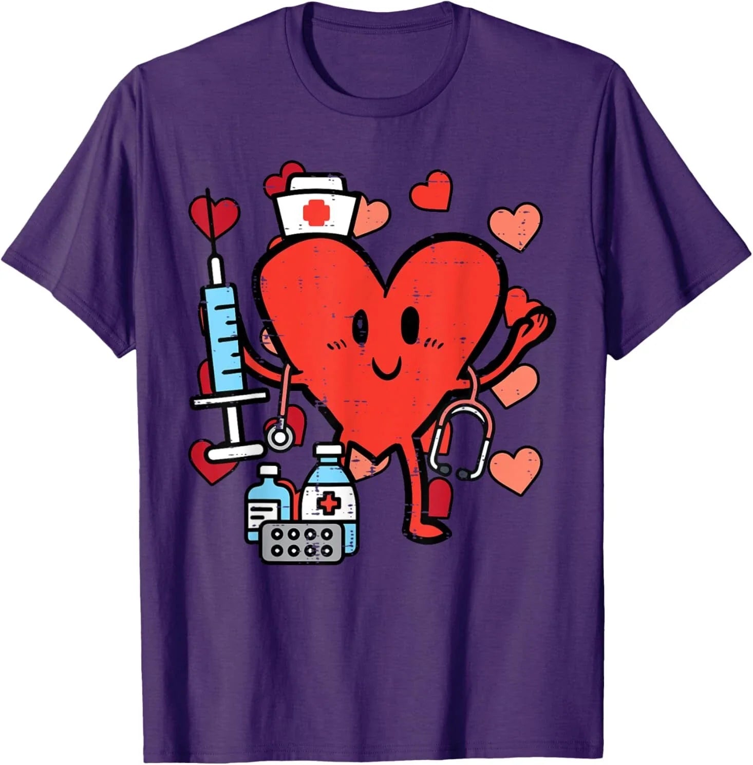 Valentines Day Nurse Heart Funny Nursing Scrub Top RN Women T-Shirt Unisex T-shirt, Sweatshirt, Hoodie, Long Sleeve Tee - T-Shirt, Sweatshirt, Hoodie