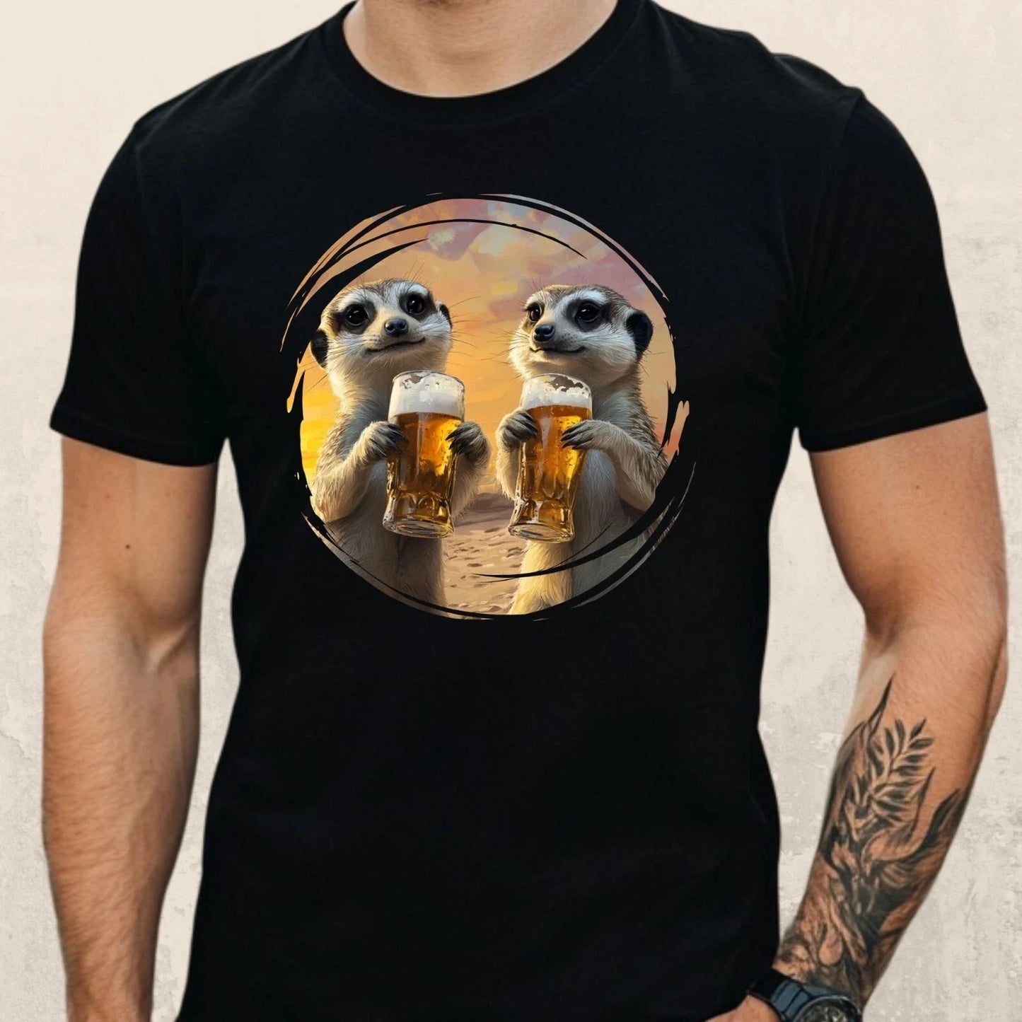 Mens Meerkat Beer Print Cotton T-Shirt Size XS to 5XL Unisex T-shirt, Sweatshirt, Hoodie, Long Sleeve Tee - T-Shirt, Sweatshirt, Hoodie