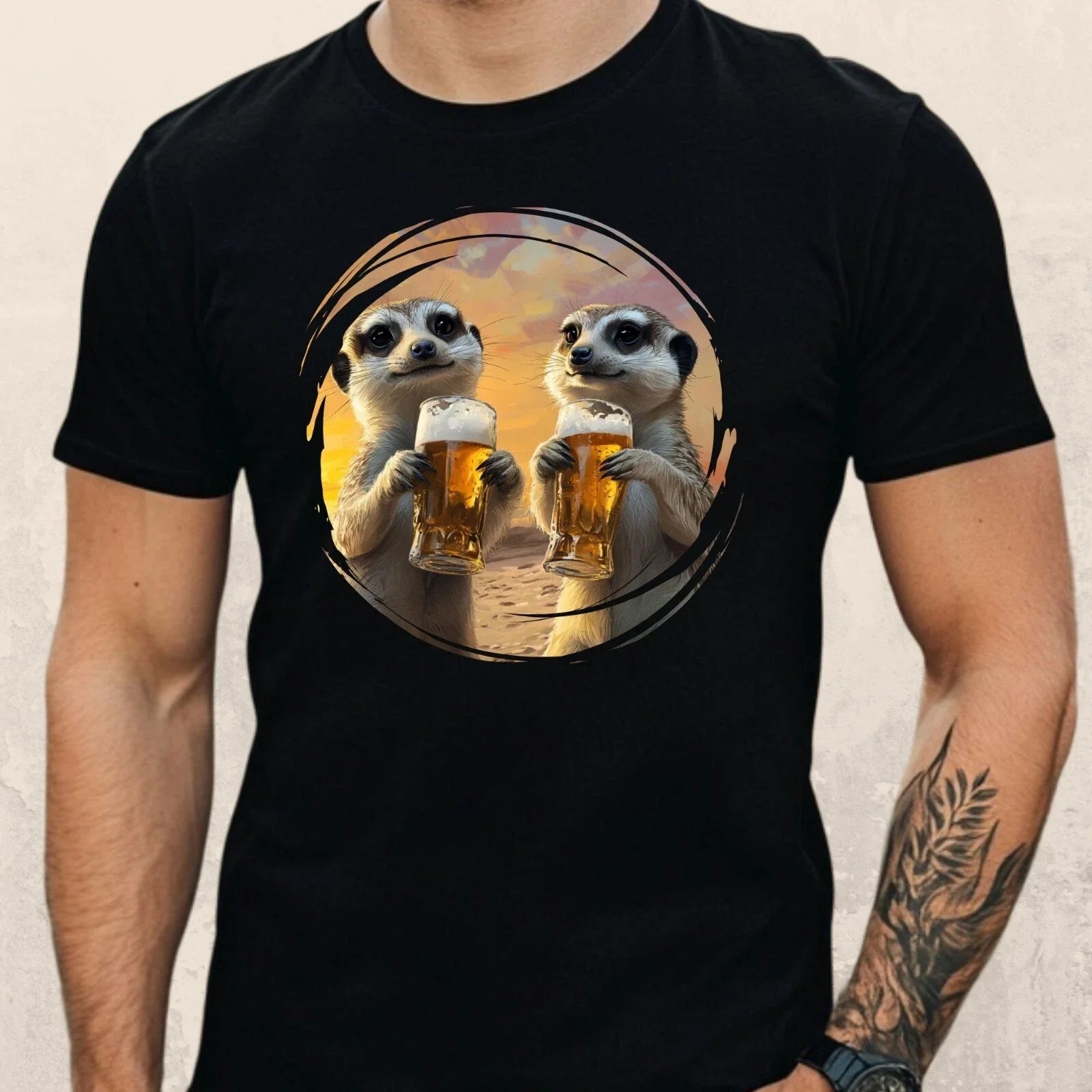 Mens Meerkat Beer Print Cotton T-Shirt Size XS to 5XL Unisex T-shirt, Sweatshirt, Hoodie, Long Sleeve Tee - T-Shirt, Sweatshirt, Hoodie