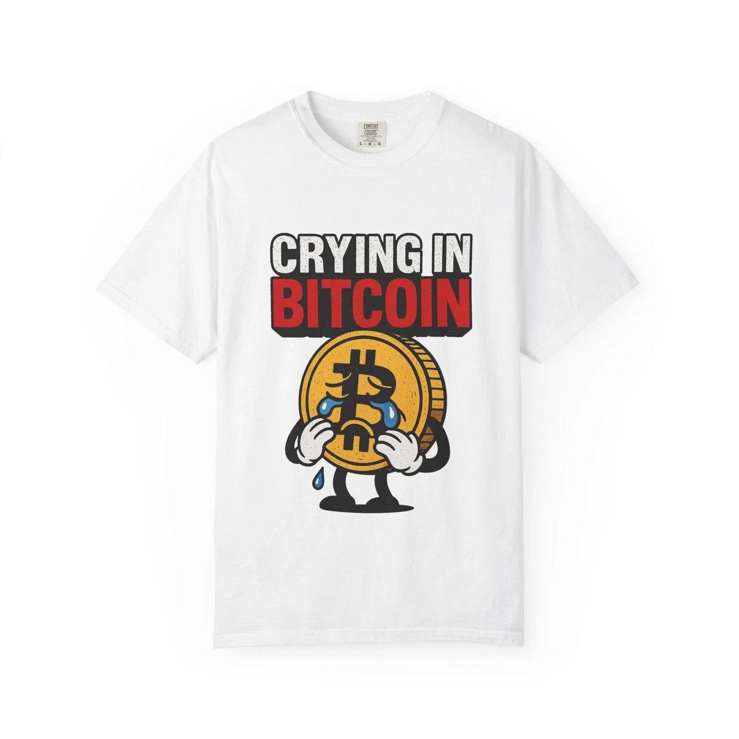 Crying in Bitcoin T-shirt | Crypto Meme Tee, Bitcoin Cartoon Unisex T-shirt, Sweatshirt, Hoodie, Long Sleeve Tee - T-Shirt, Sweatshirt, Hoodie