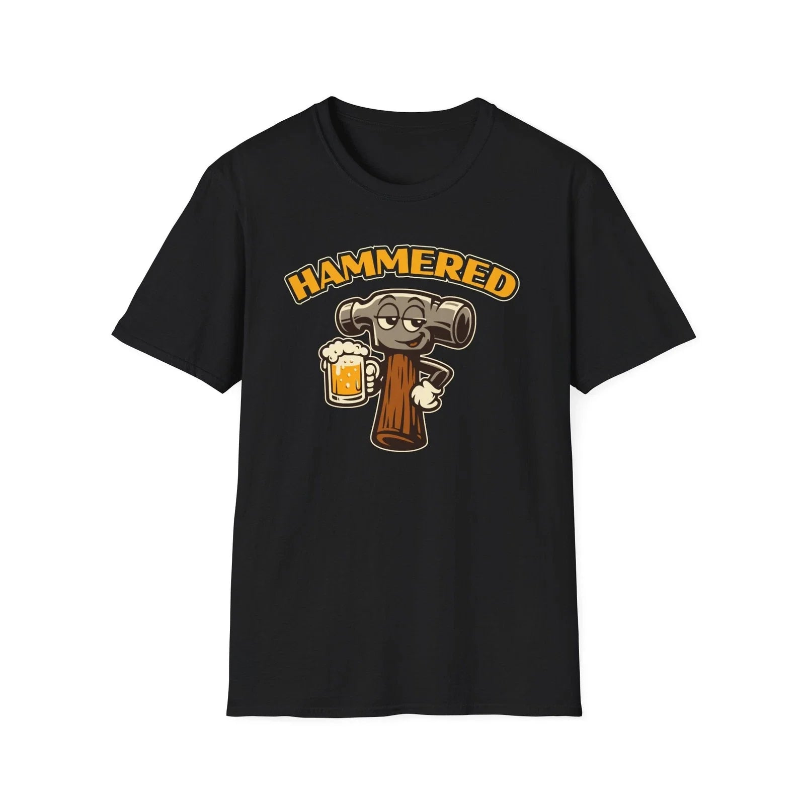 Hammered  Funny Beer Hammer Retro Cartoon Shirt | Dad Joke | Drinking Humor Unisex T-shirt, Sweatshirt, Hoodie, Long Sleeve Tee - T-Shirt, Sweatshirt, Hoodie