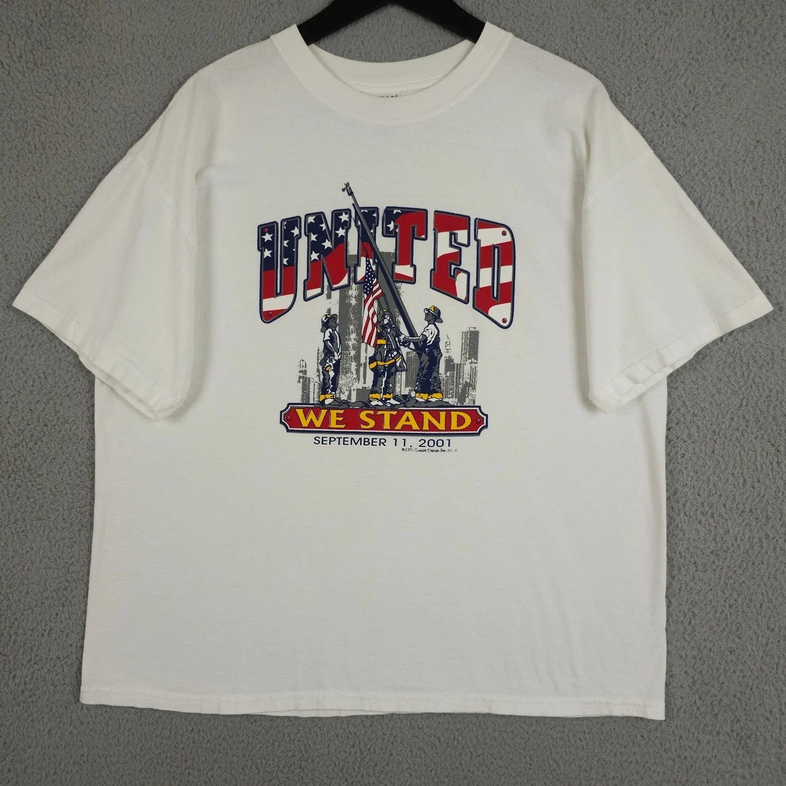 Vintage 9/11 Shirt Mens XL White United We Stand Twin Towers FDNY 2001 Y2K NYC Unisex T-shirt, Sweatshirt, Hoodie, Long Sleeve Tee - T-Shirt, Sweatshirt, Hoodie