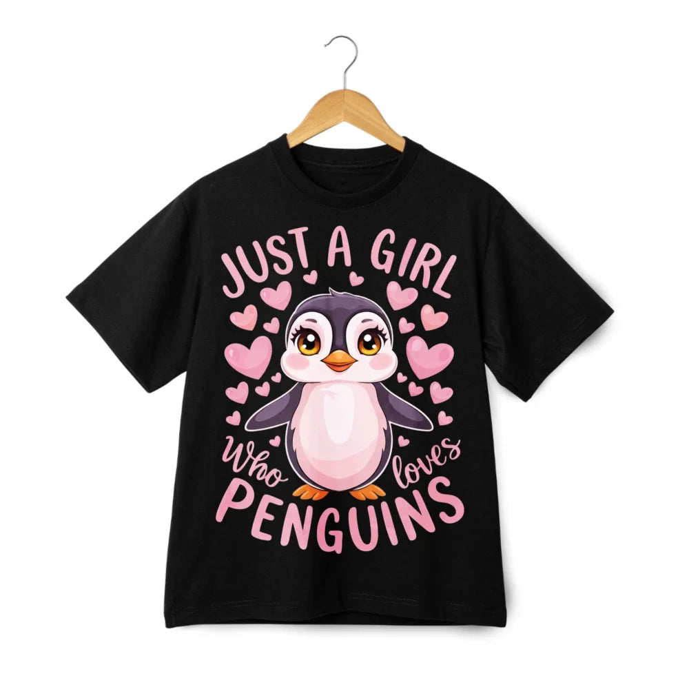 Just A Girl Who Loves Penguins Print T-Shirt, Cute Animal Casual Tee Unisex T-shirt, Sweatshirt, Hoodie, Long Sleeve Tee - T-Shirt, Sweatshirt, Hoodie