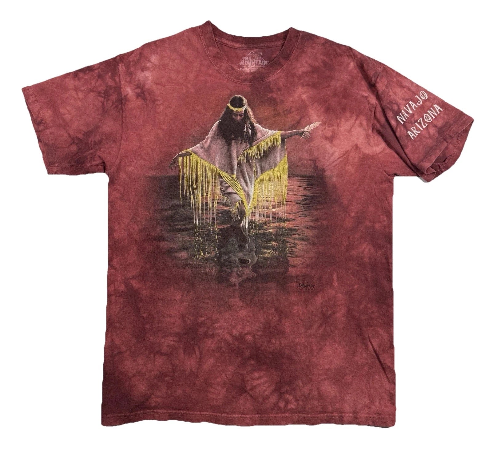 The Mountain T Shirt Mens L Tie Dye Navajo Native American Y2K Red Lee Bogle Art Unisex T-shirt, Sweatshirt, Hoodie, Long Sleeve Tee - T-Shirt, Sweatshirt, Hoodie