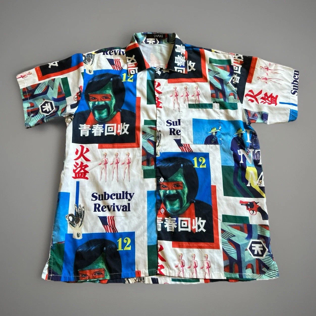 Vtg Snaki "Subculty Revival" Punk Pop Art Style Button Collar  Shirt L/XL Unisex T-shirt, Sweatshirt, Hoodie, Long Sleeve Tee - T-Shirt, Sweatshirt, Hoodie