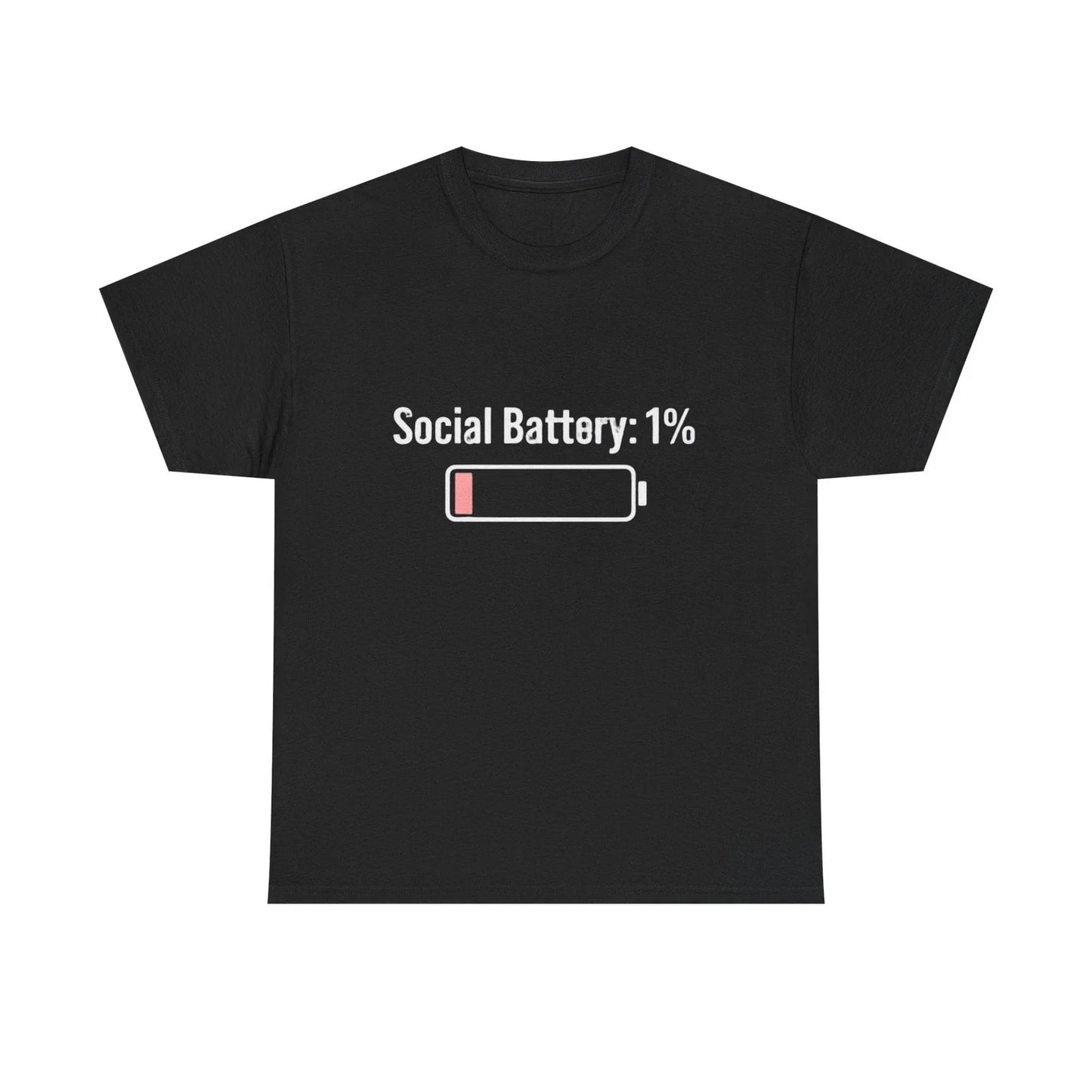 Social Battery 1% Tee | Low Battery Graphic Shirt, Introvert Humor Unisex T-shirt, Sweatshirt, Hoodie, Long Sleeve Tee - T-Shirt, Sweatshirt, Hoodie