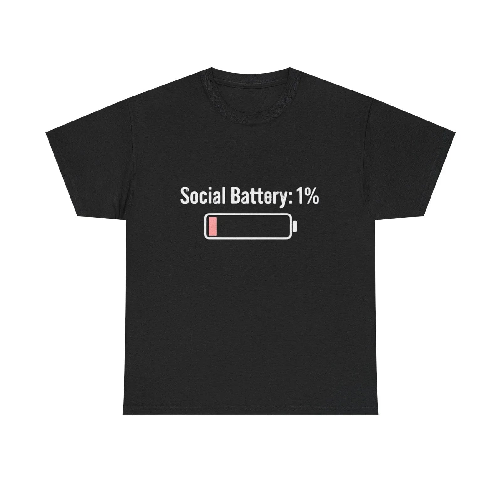 Social Battery 1% Tee | Low Battery Graphic Shirt, Introvert Humor Unisex T-shirt, Sweatshirt, Hoodie, Long Sleeve Tee - T-Shirt, Sweatshirt, Hoodie